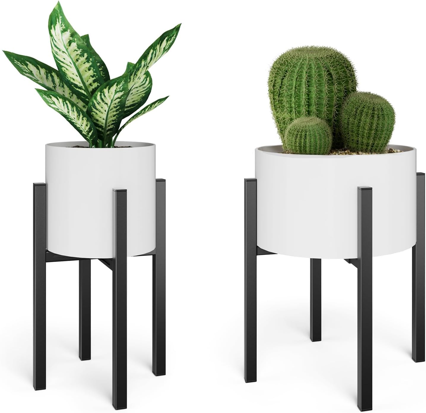 MUDEELA 2 Pack Adjustable Metal Plant Stand Indoor & Outdoor, Indoor Plant Stands Fits 8-12 inch Pots, Black Stand for Indoor Plants, Pot Plant Not Included