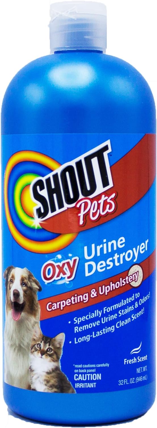 Shout for Pets Turbo Oxy Urine Remover | Carpet Cleaner and Pet Odor Eliminator in Fresh Scent, 32 Oz | Fast, Easy, and Effective for Pet Odors in Homes