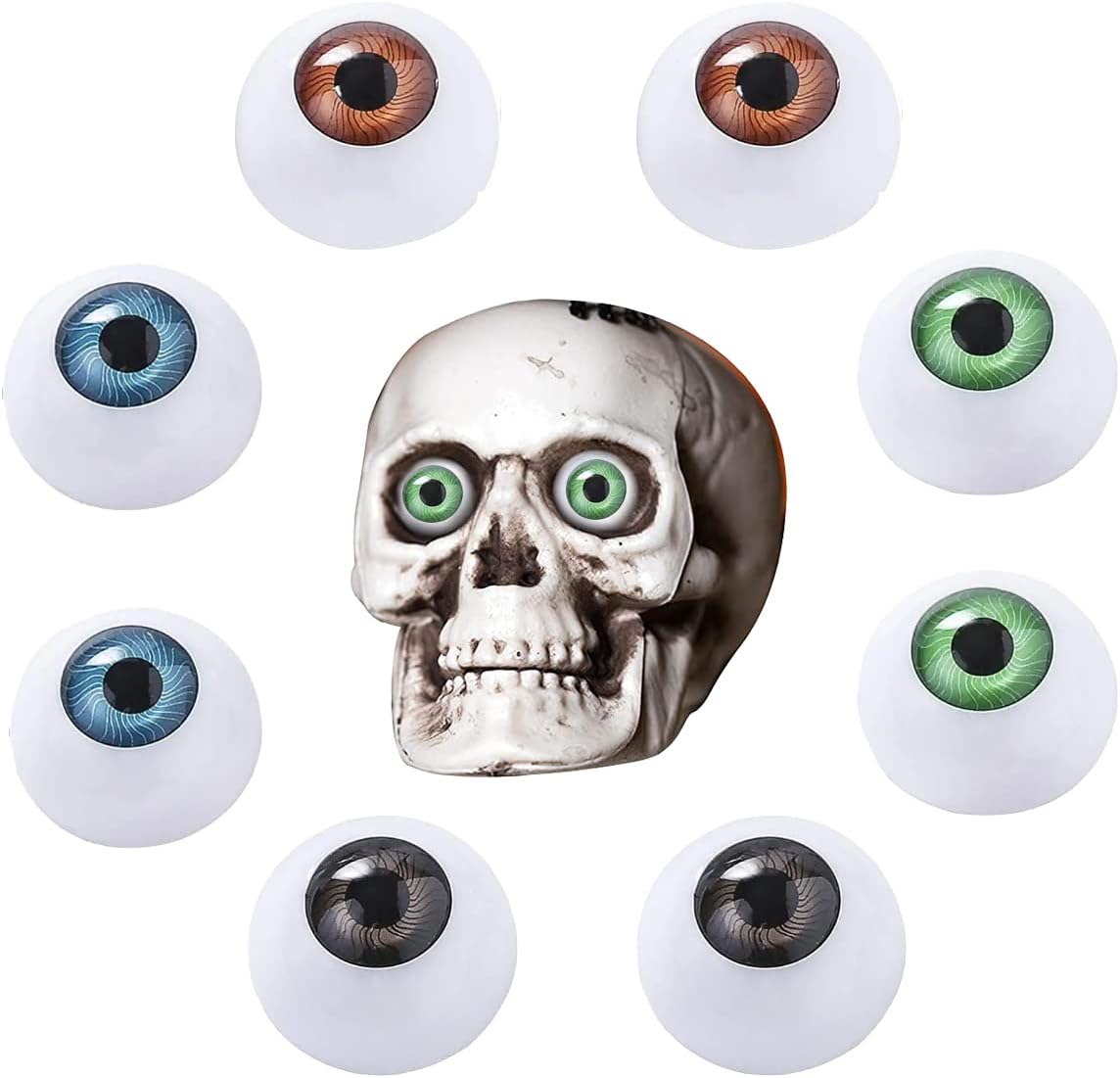 FOMIYES Halloween Eyeballs, 8Pcs Halloween Scary Realistic Eyes Plastic Half Hollow Eyeball for Halloween Party Trick or Treat Horror Props