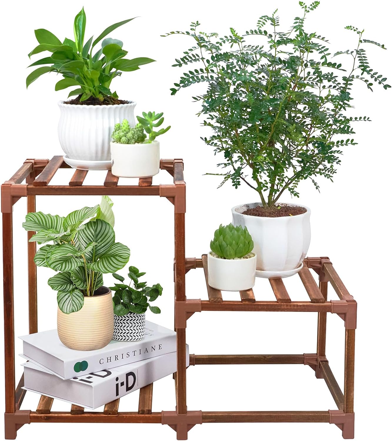 XXXFLOWER Plant Stand Indoor Outdoor 3 Tiers Wood Plant Shelf for Multiple Plants Large Plant Rack for Window Garden Balcony Patio Porch Living Room