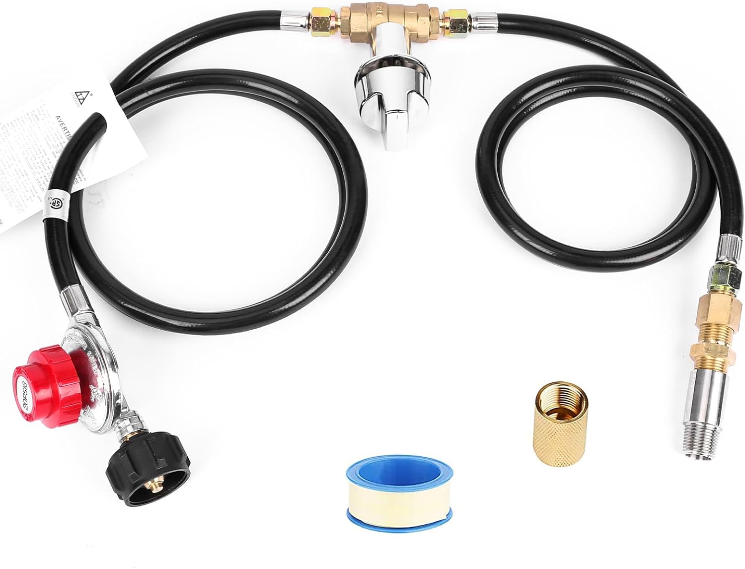 Uniflasy Fire Pit Installation Kit for Propane Connection, Propane Fire Pit Hose Kit Suit for Firepit Outdoor Fireplaces Fire Pit Table, Come with 1/2 Key Valve Air Mixer Valve Regulator Hose