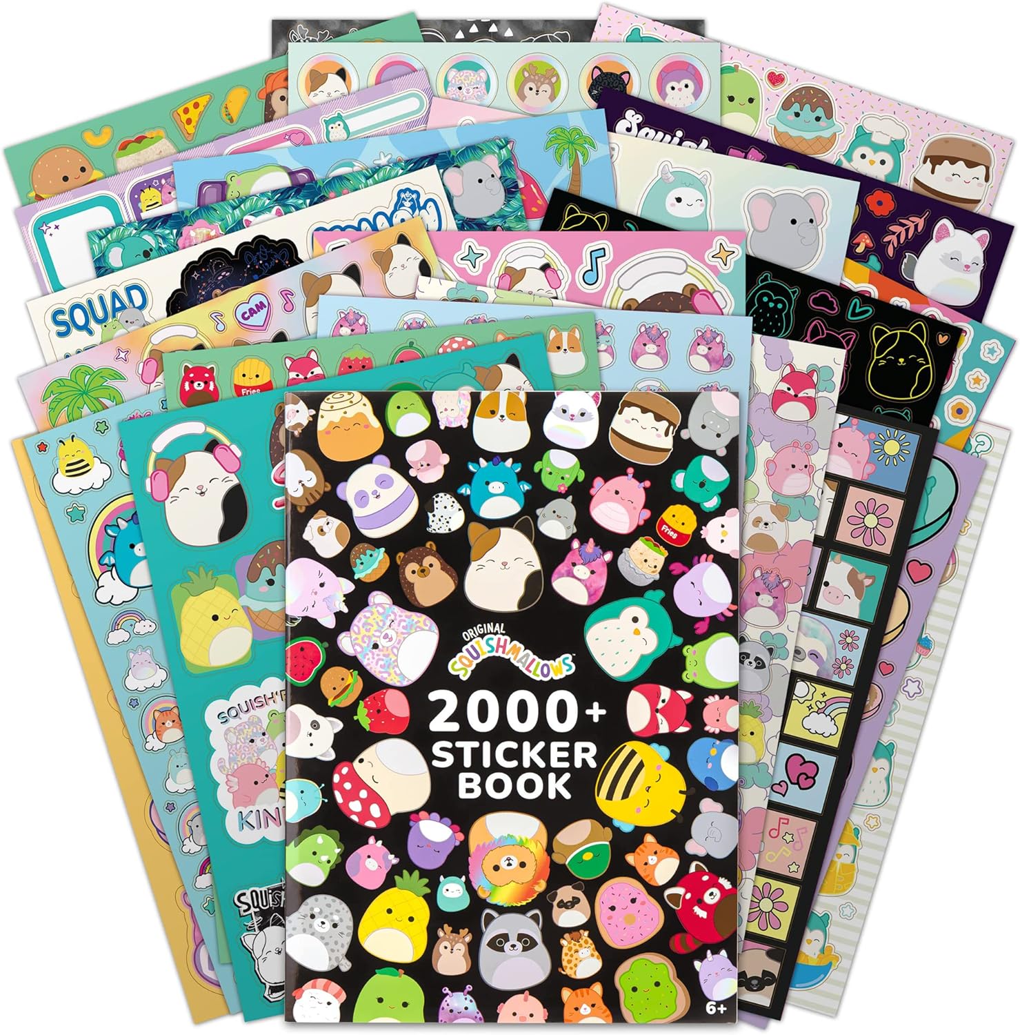 Fashion Angels Squishmallows Sticker Book - Includes 2000+ Squishmallows Stickers & 10 Sticker Collector Pages - Join The Squish Squad - Accessorize Notebooks, Journals - Ages 6 & Up, Multicolor