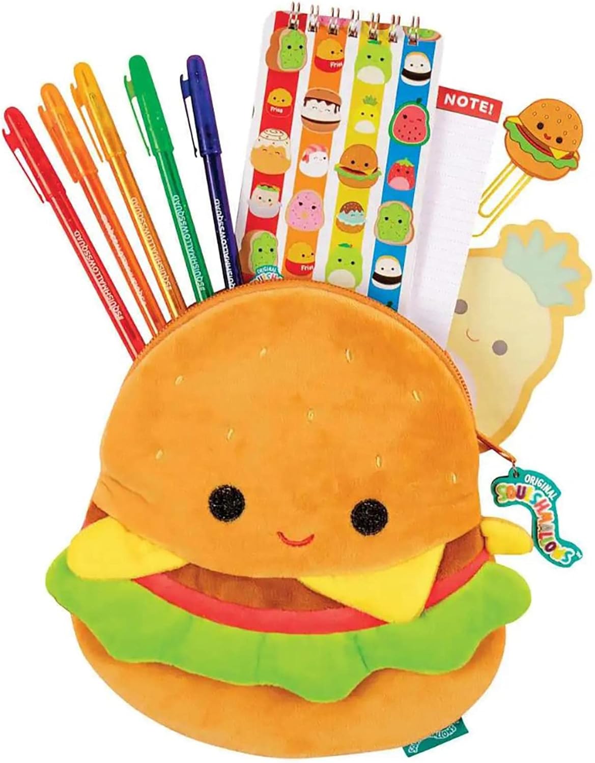 Fashion Angels Squishmallows All About Carl The Cheeseburger Stationery Set  Includes Carl Pencil Pouch - 1200  Squishmallows Stickers - Activity Journal - 5 Gel Pens, Sticky Notes and More!