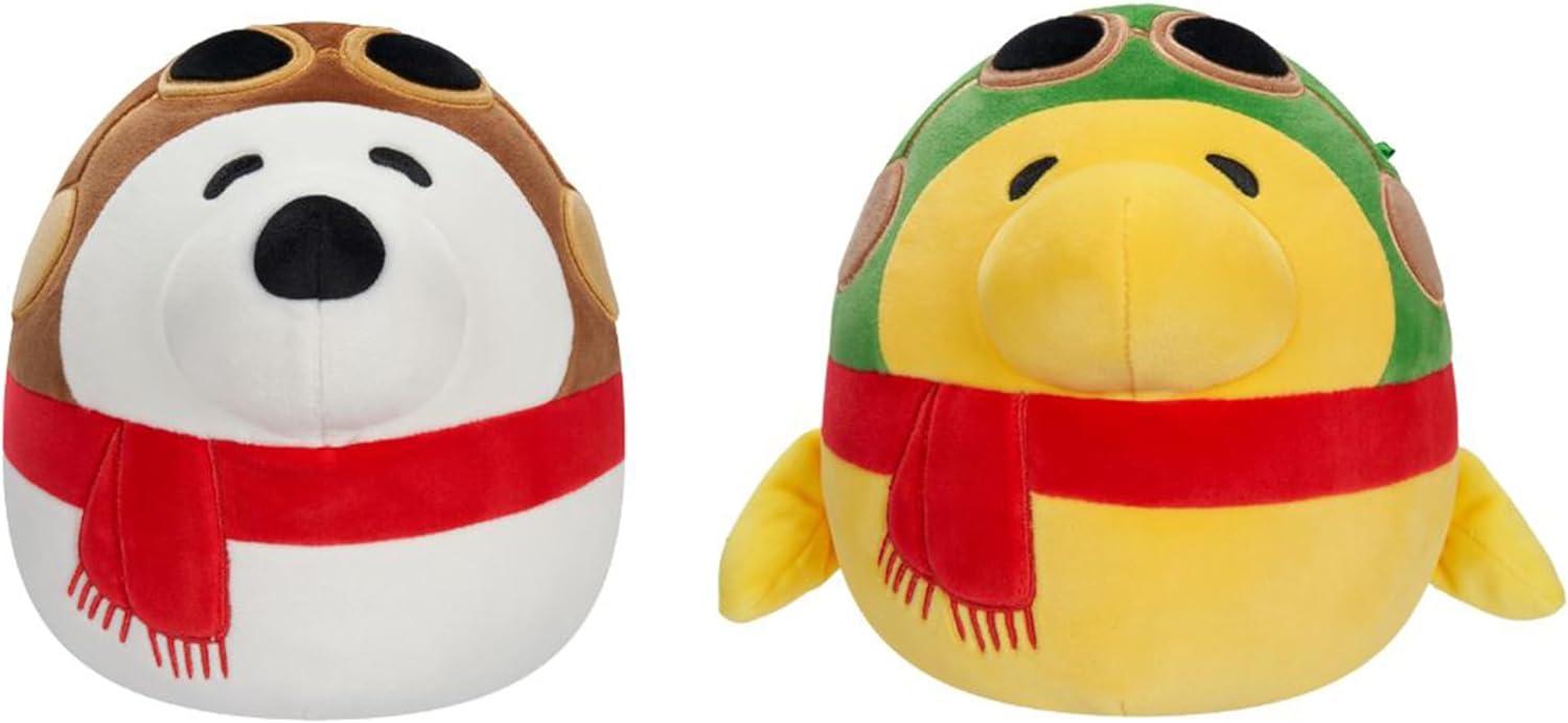 Squishmallows Original Peanuts 8-Inch Aviator Snoopy and Aviator Woodstock 2-Pack Plush - Little Ultrasoft Official Jazwares Plush - Amazon Exclusive