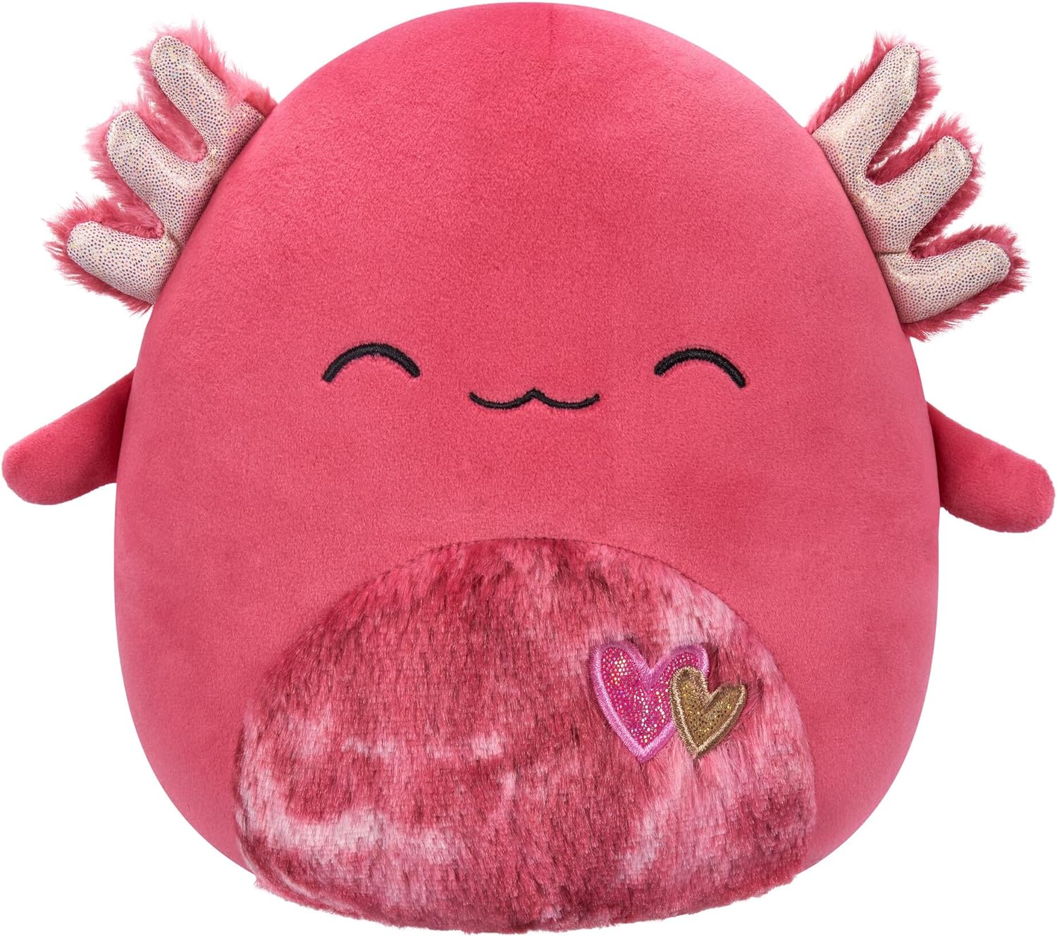 Squishmallows Original 8-Inch IndieMae Maroon Axolotl with Fuzzy Belly and Hearts Embroidery - Official Jazwares Plush