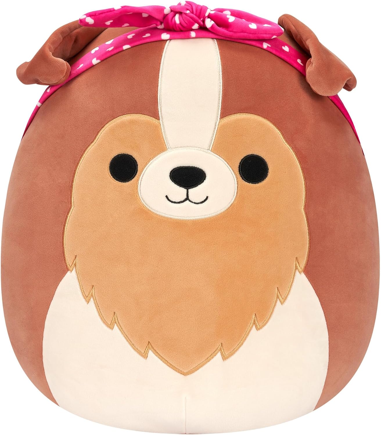 Squishmallows Original 16-Inch Andres Brown Sheltie with Hearts Headband - Official Jazwares Large Plush