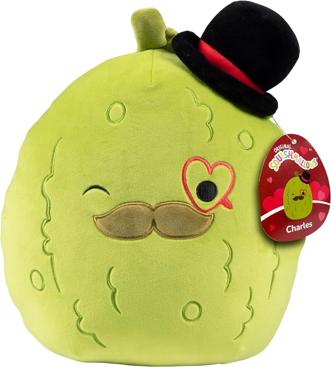 Squishmallows 10 Charles The Pickle Valentine' Day Plush - Official Kellytoy 2024 - Collectible Soft & Squishy Food Stuffed Animal Toy - Add to Your Squad - Gift for Kids,Girls, Boys & Girlfriends