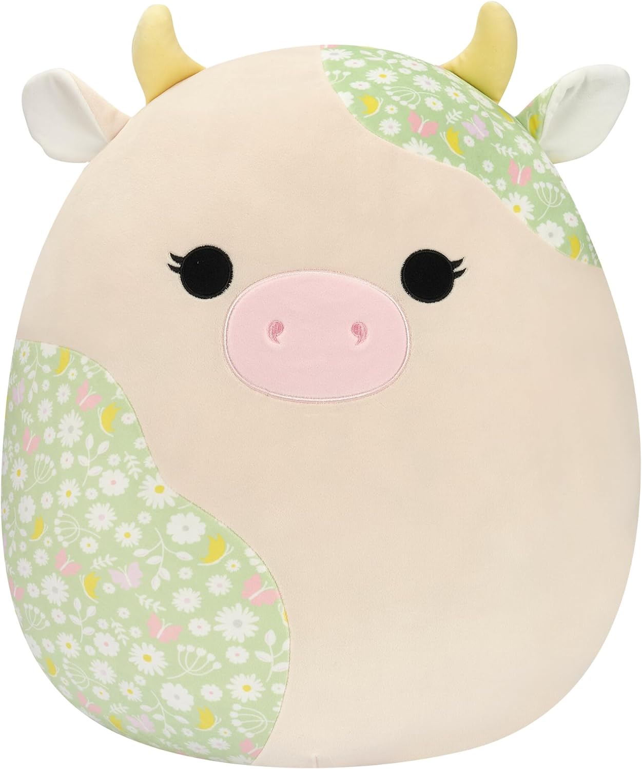 Squishmallows Original 16-Inch Ada Cream Cow with Green Floral Print Spots - Official Jazwares Large Plush