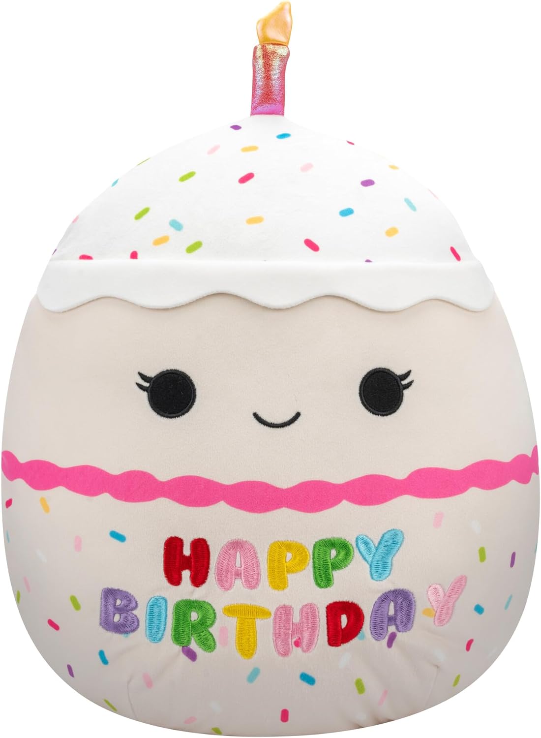 Squishmallows Original 14-Inch Lyla Vanilla Birthday Cake with Rainbow Sprinkles Embroidery - Official Jazwares Large Plush