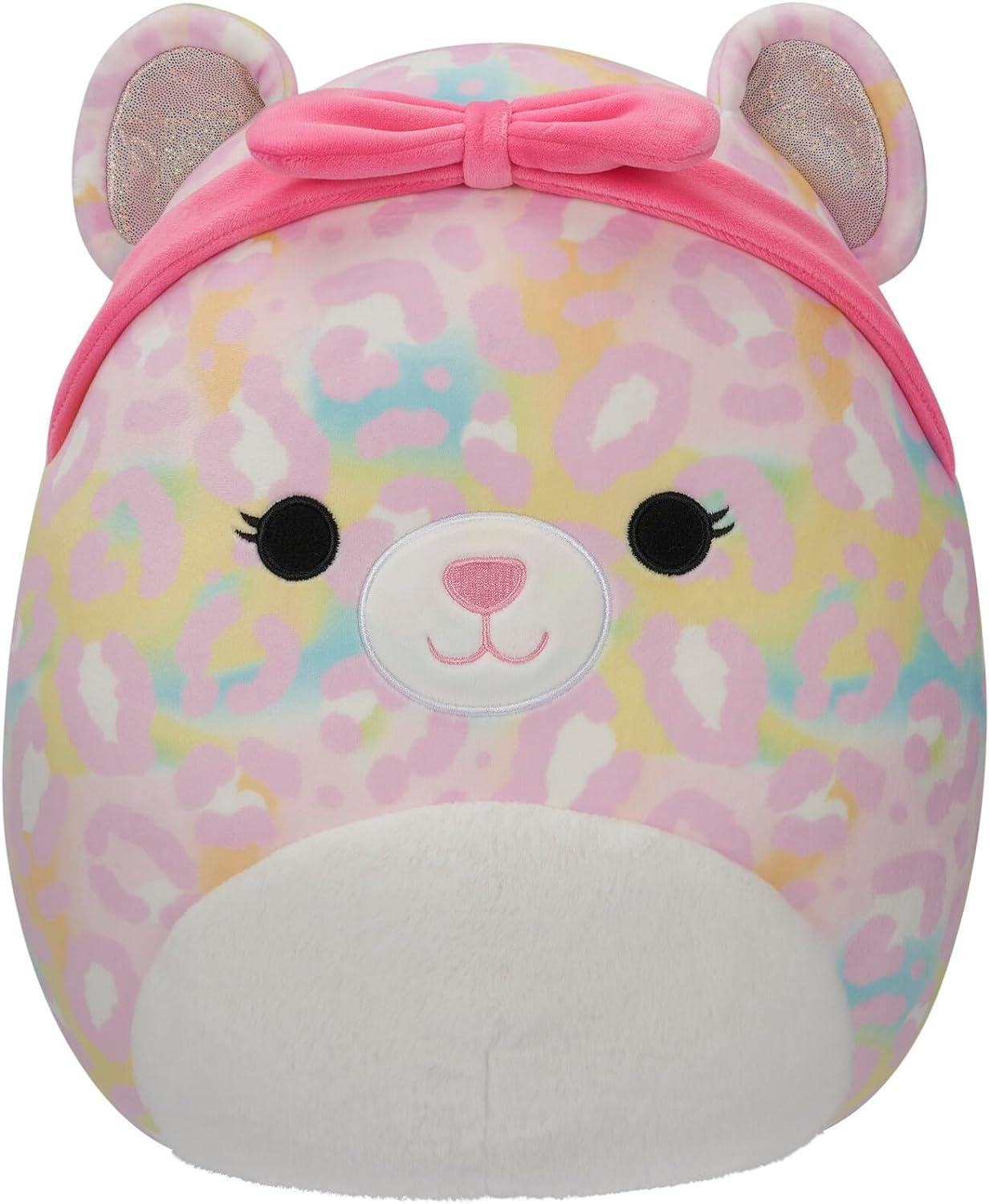 Squishmallows Original 12-Inch Michaela Rainbow Leopard with Pink Bandana - Official Jazwares Plush