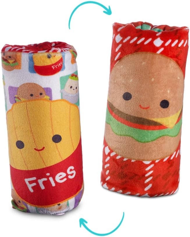 Top Trenz Squishmallows Two Flippin' Cute Reversible Water Wiggler - Fun Sensory Toy with Floyd The French Fry & Carl The Cheeseburger, Great Party Favors (1 Reversible Water Wiggler)