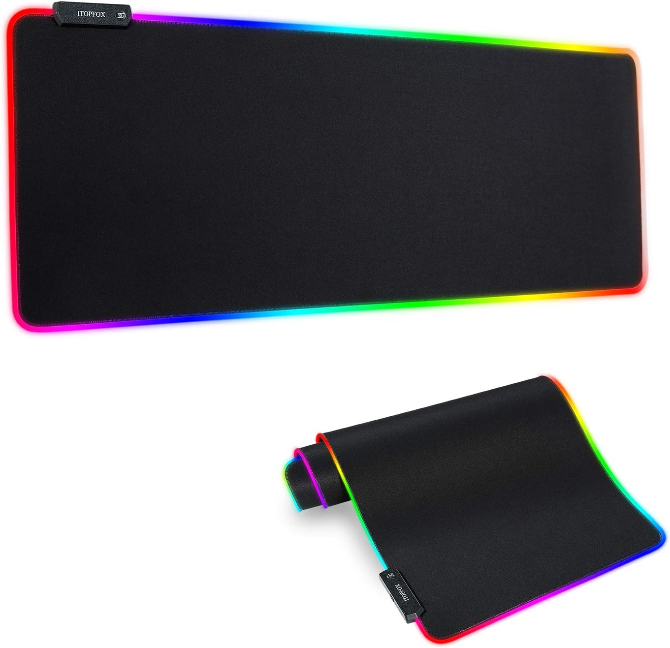 RGB Gaming Mouse Mat Pad - Large Extended Led Mousepad with 14 Lighting Modes 2 Brightness, Anti-Slip Rubber Base with Waterproof Coating Mouse Mat for Gamer 8003004mm/31.511.80.16 inch