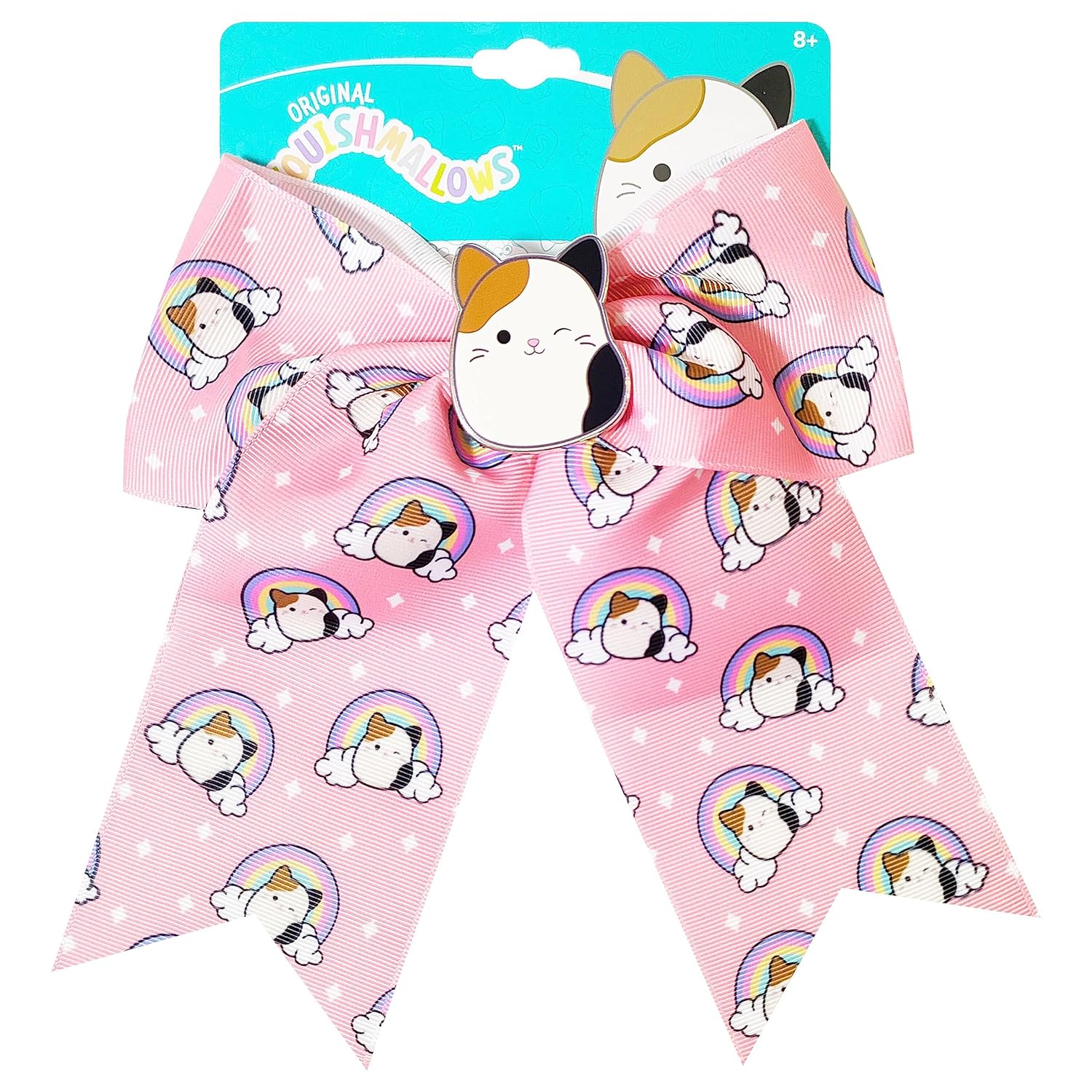 LUV HER Cute Squishmallows Hair Bows For Girls - One Large Squishmallows Printed Hair Bow with a Charm Featuring your Favorite Character - Alligator Clip - Birthday Gift for Girls Ages 3+