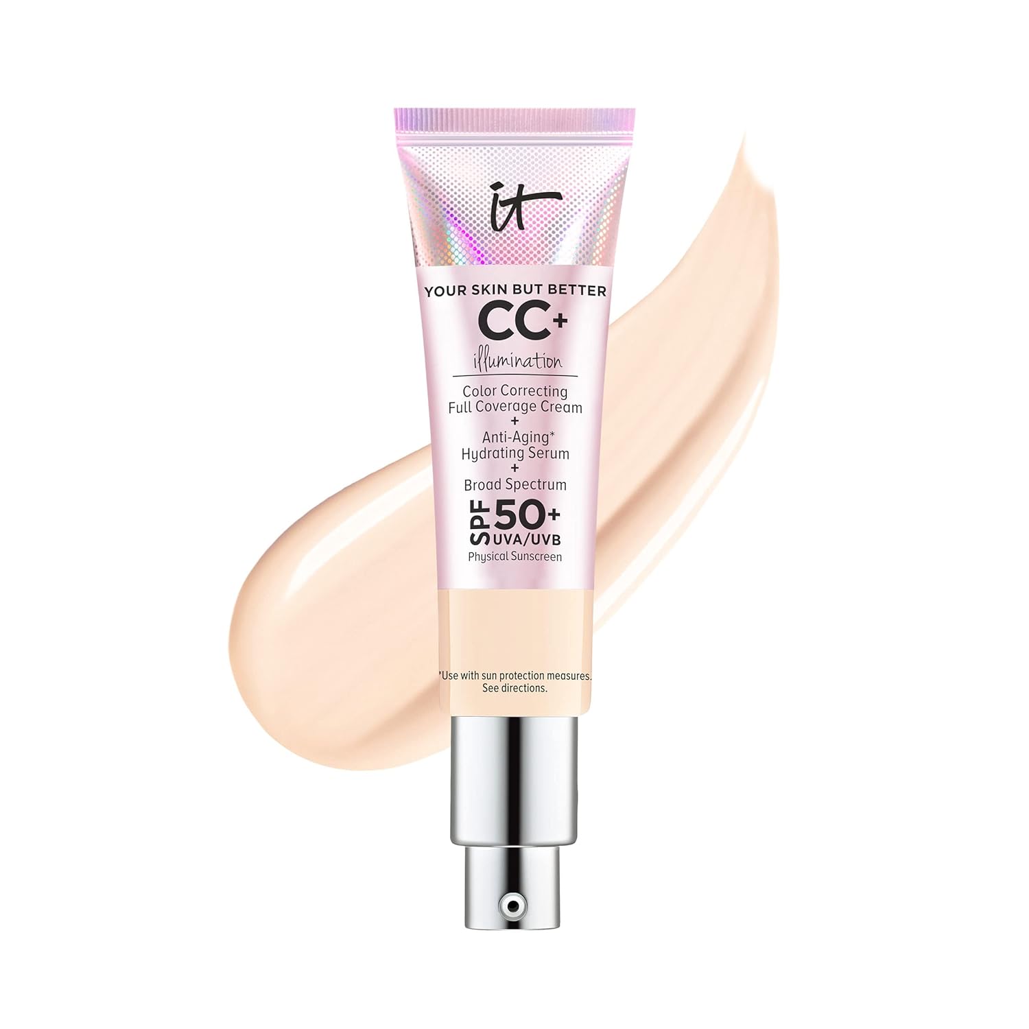 IT Cosmetics Your Skin But Better CC  Cream Illumination - Color Correcting Cream, Full-Coverage Foundation, Hydrating Serum & SPF 50  Sunscreen Radiant Finish 1.08 fl oz