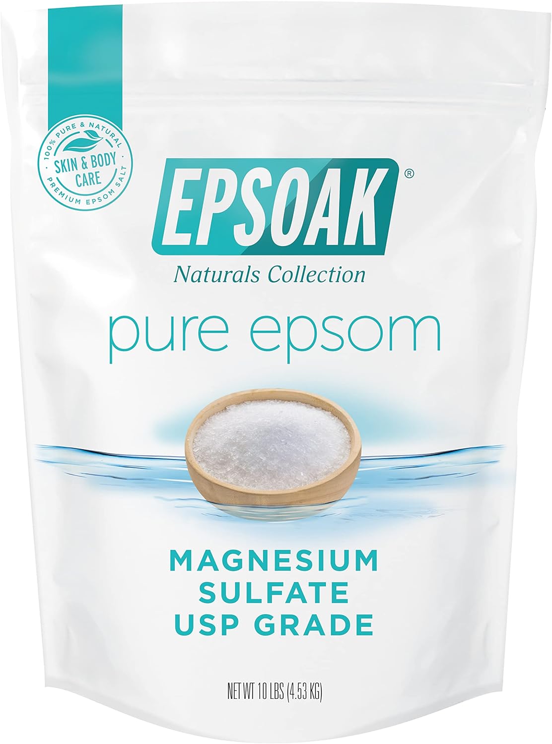 Epsoak USP Epsom Salt - 10 lb. Bulk Bag Magnesium Sulfate USP Unscented, Made in The USA, Cruelty-Free Certified