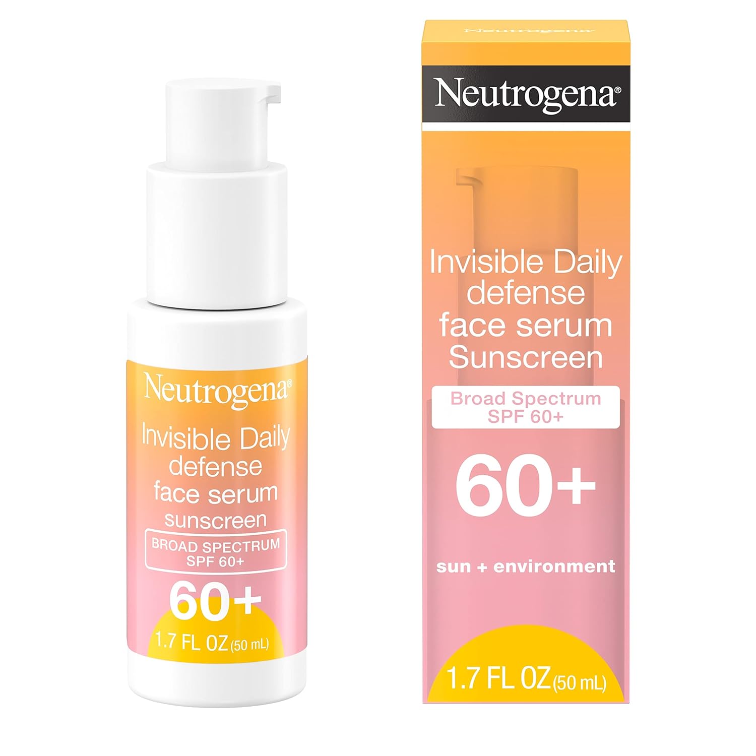 Neutrogena Invisible Daily Defense Face Serum with Broad Spectrum SPF 60  to Help Even Skin Tone, Oil-Free, Non-Greasy, Antioxidant Complex for Environmental Aggressors, 1.7 fl. Oz