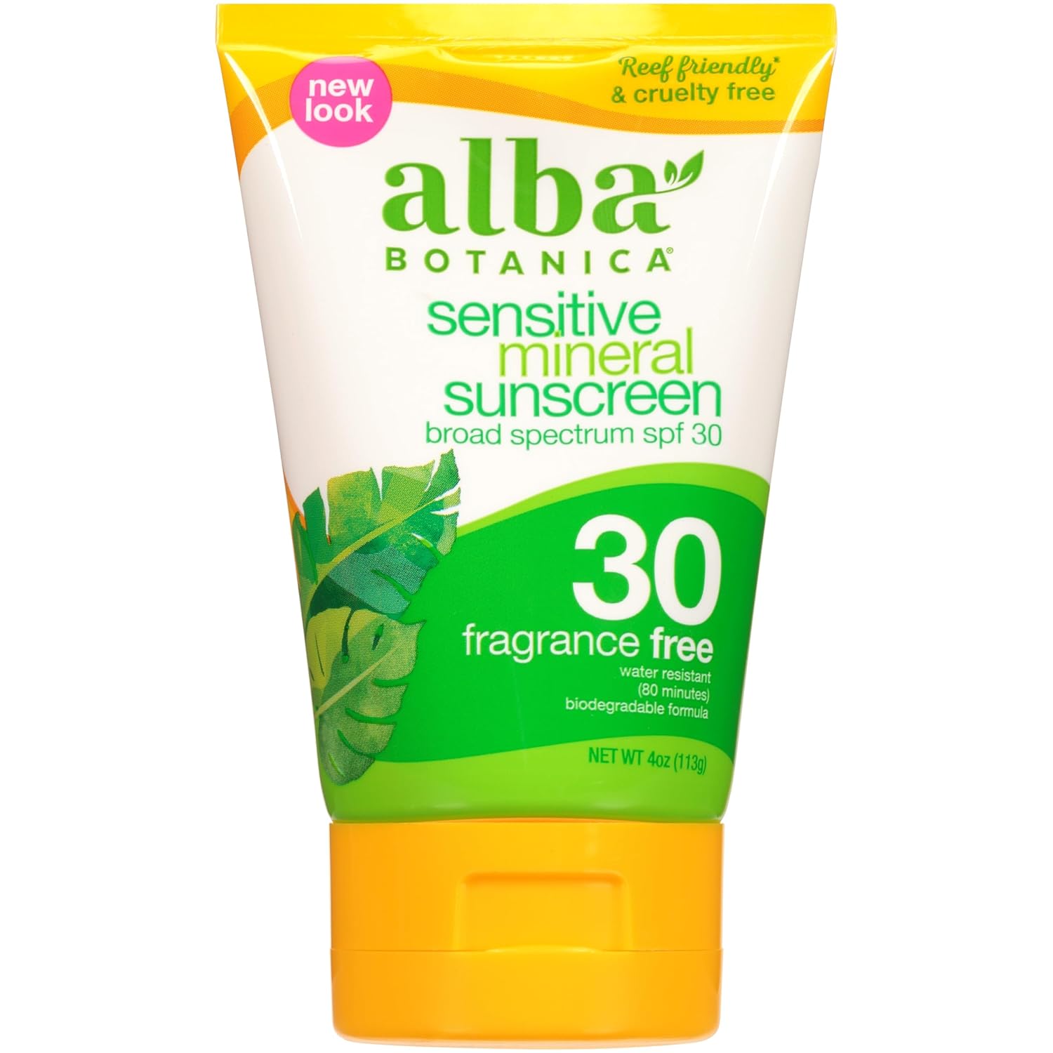 Alba Botanica Sunscreen Lotion, Sensitive Mineral, SPF 30, Fragrance Free, 4 Oz