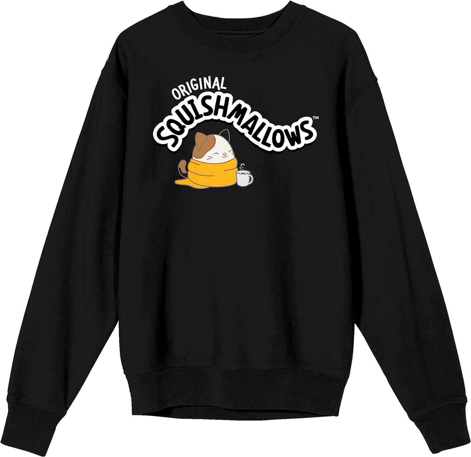 Bioworld Squishmallows Cam the Cat Juniors Black Oversized Sweatshirt