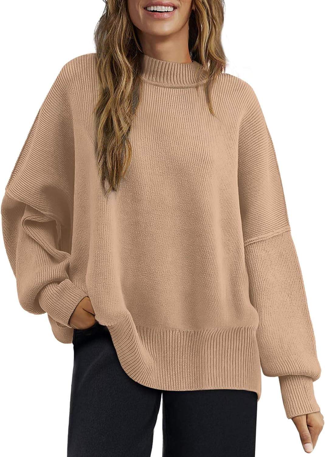 XIEERDUO Women' Sweaters Crewneck Long Sleeve Knitted Pullover Oversized Sweater Fall Fashion 2023