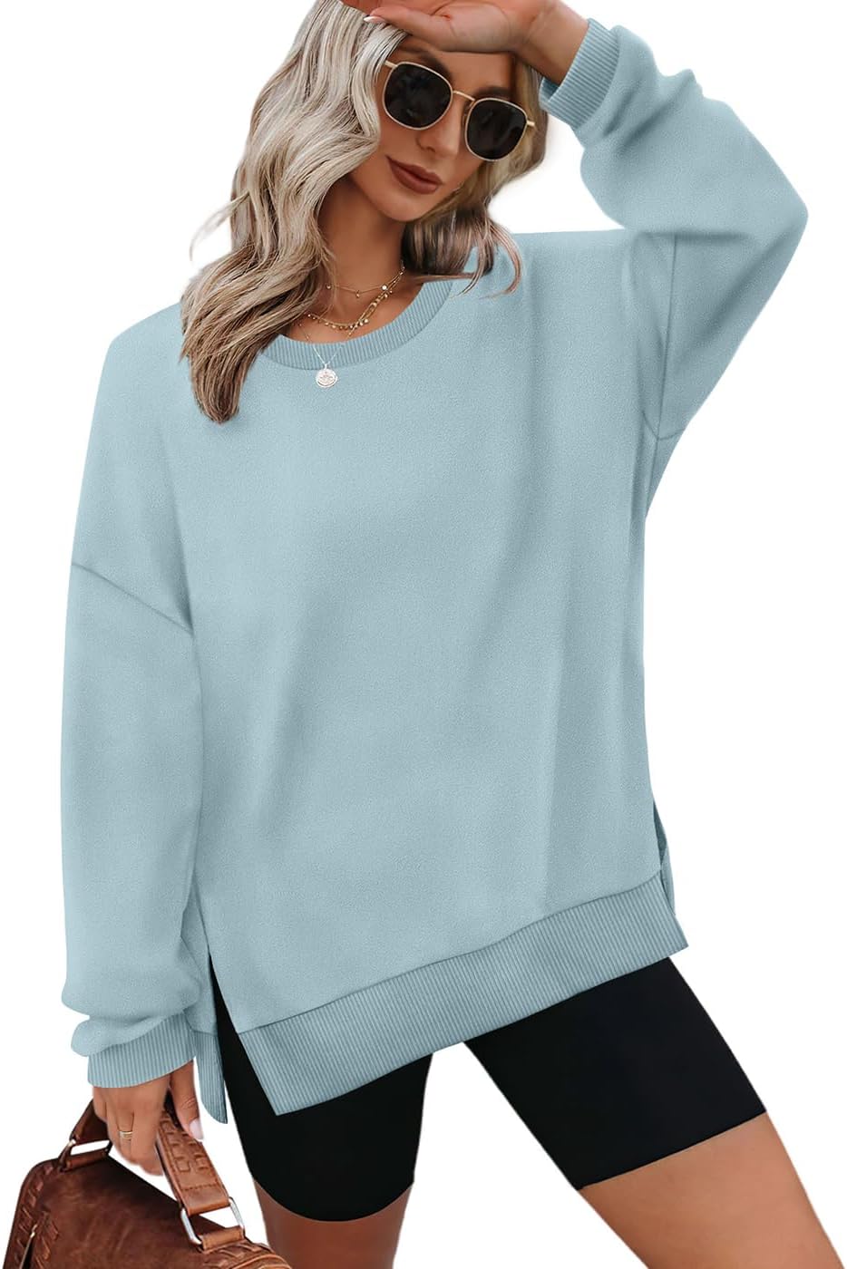 XIEERDUO Womens Oversized Sweatshirts Pullover Casual Crewneck Long Sleeve Tops Comfy