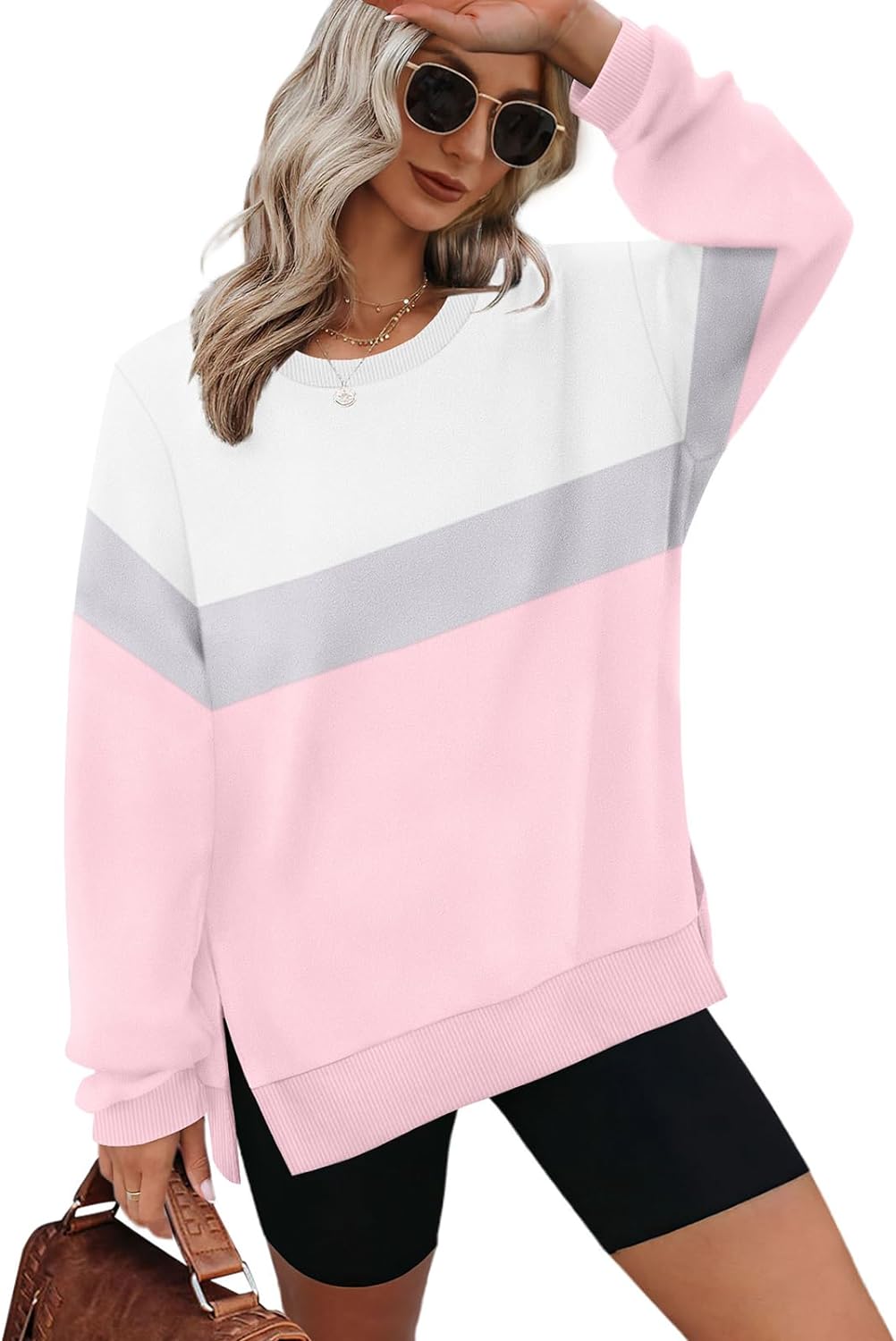 XIEERDUO Womens Oversized Sweatshirts Pullover Casual Crewneck Long Sleeve Tops Comfy