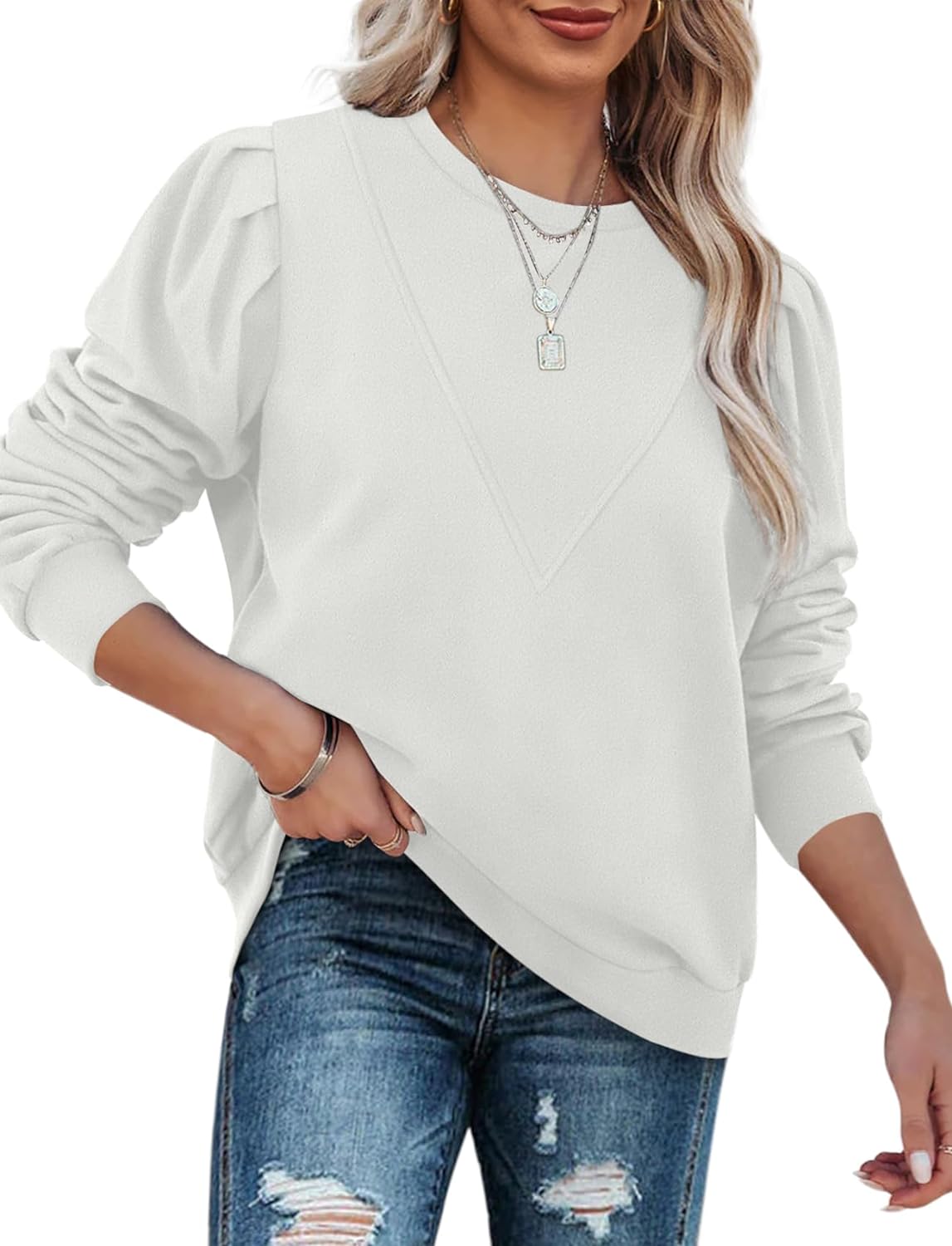 XIEERDUO Sweatshirts for Women Crew Neck Long Sleeve Basic Casual Tunic Tops for Leggings