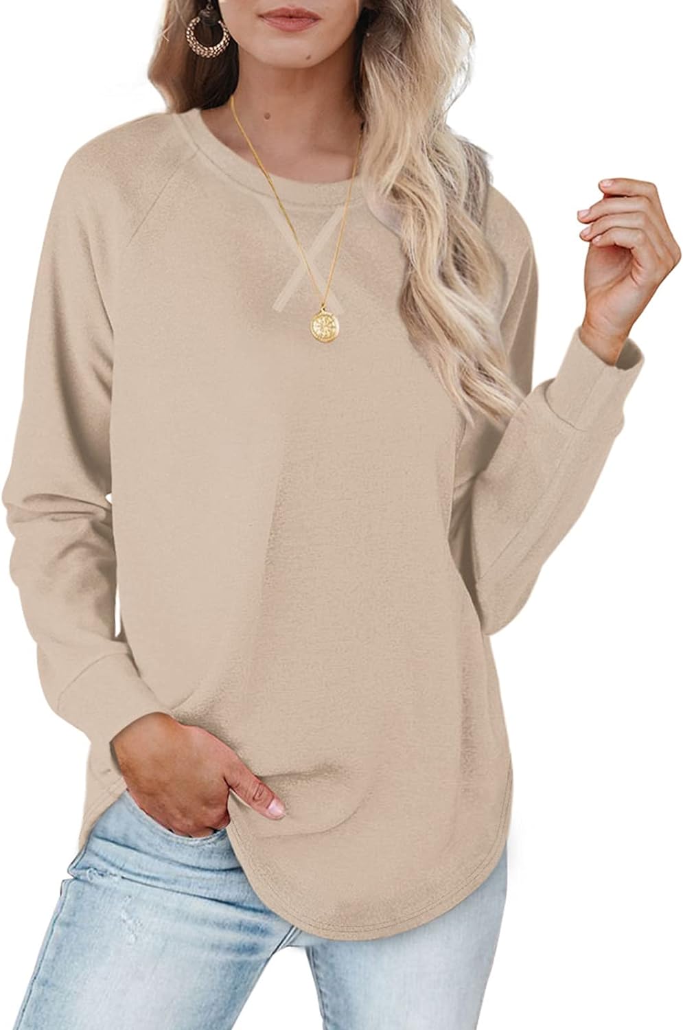 XIEERDUO Womens Sweatshirts Crewneck Loose Fitting Tops For Women Long Sleeve Shirts Pullover