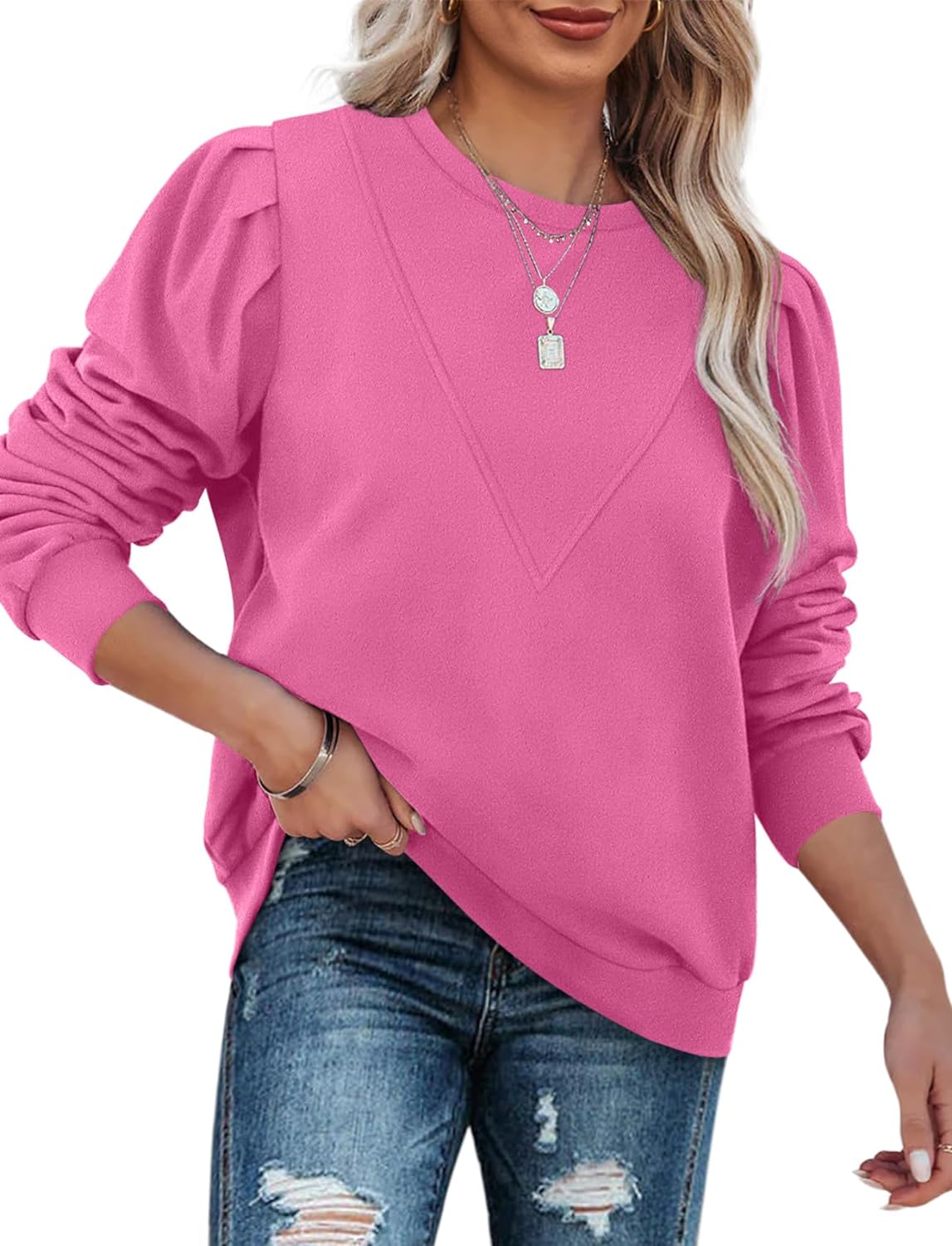 XIEERDUO Sweatshirts for Women Crew Neck Long Sleeve Basic Casual Tunic Tops for Leggings