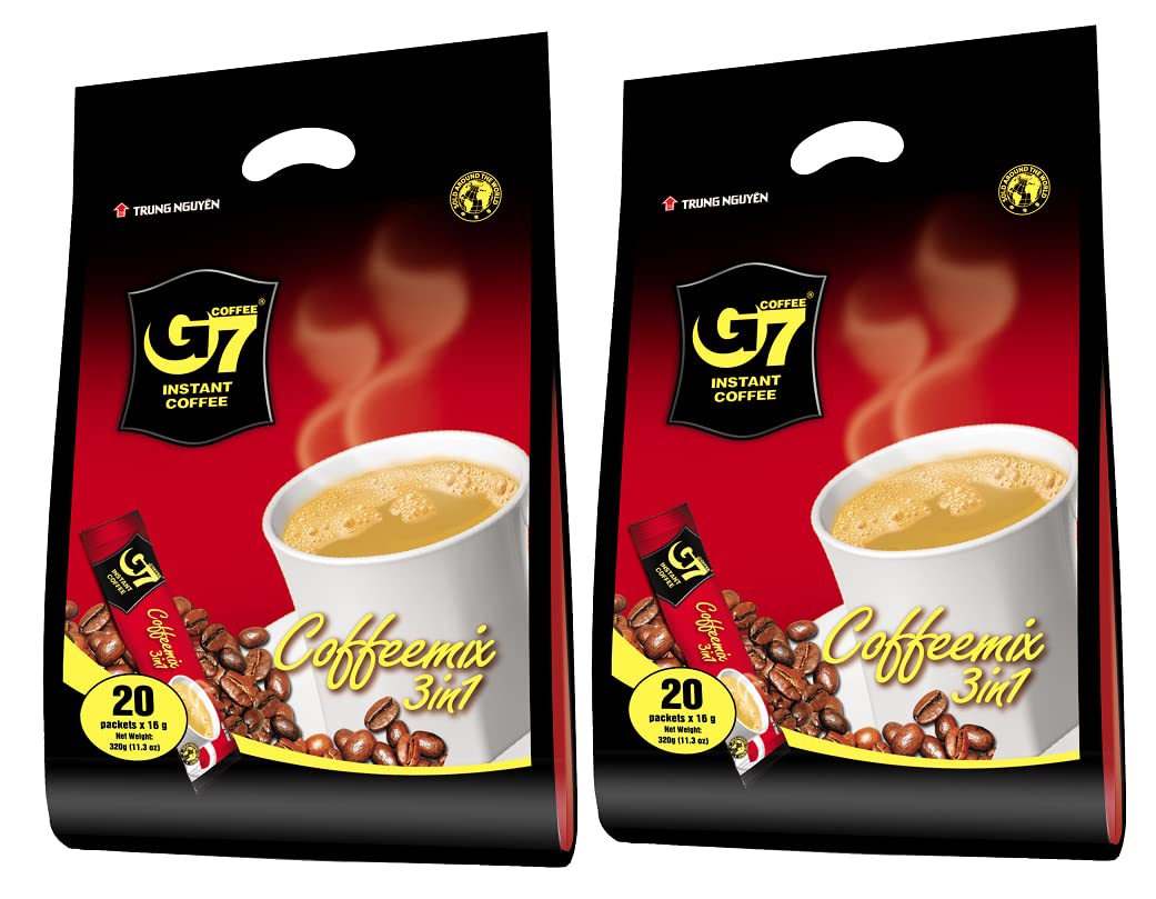 Trung Nguyen  G7 3 in 1 Instant Coffee  Roasted Ground Coffee Blend w/Non-dairy Creamer and Sugar  Strong and Bold  Instant Vietnamese Coffee | 20 Packets (2 Bags in a Pack)