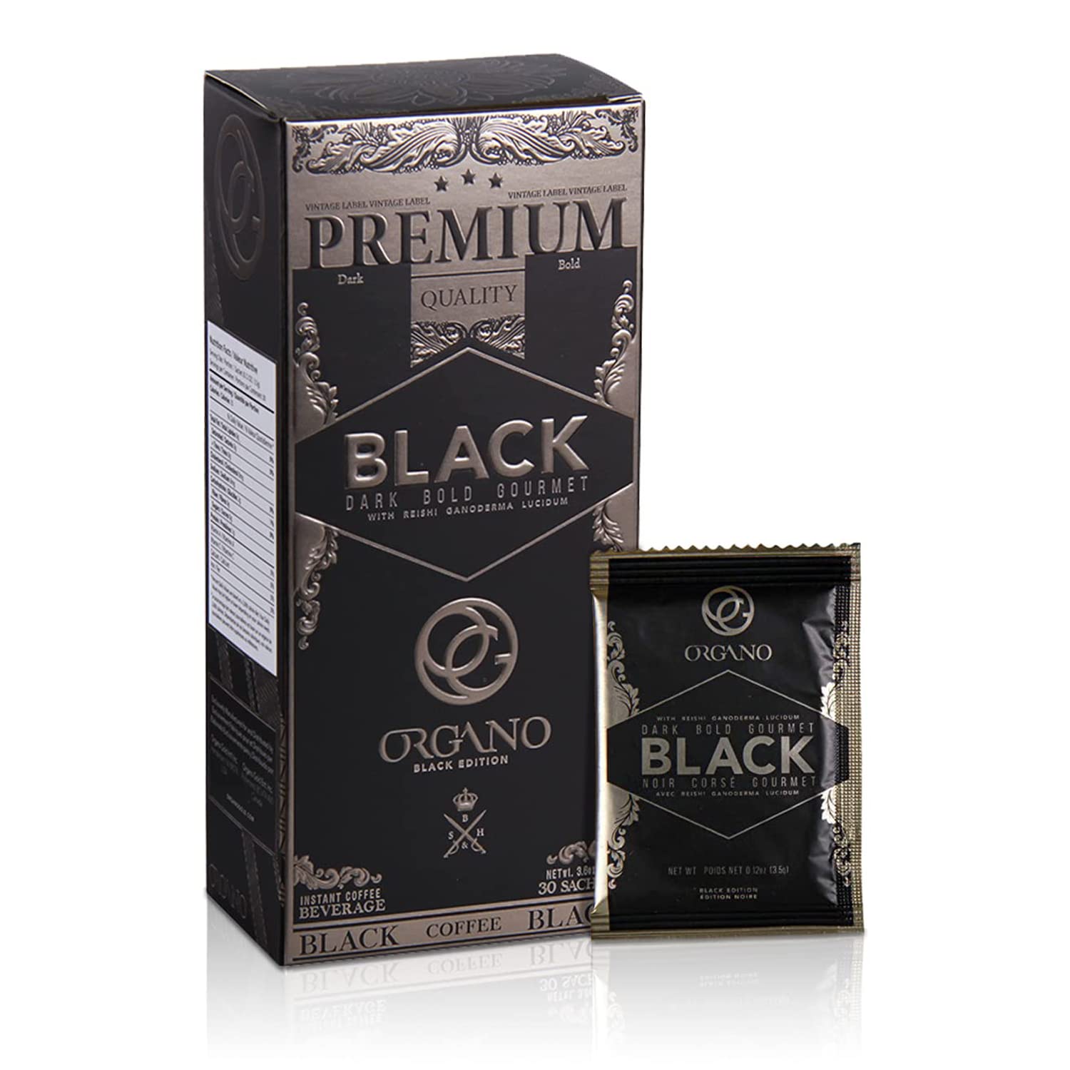 ORGANO Gourmet Black Coffee, 100% Certified Ganoderma Lucidum (30 sachets)