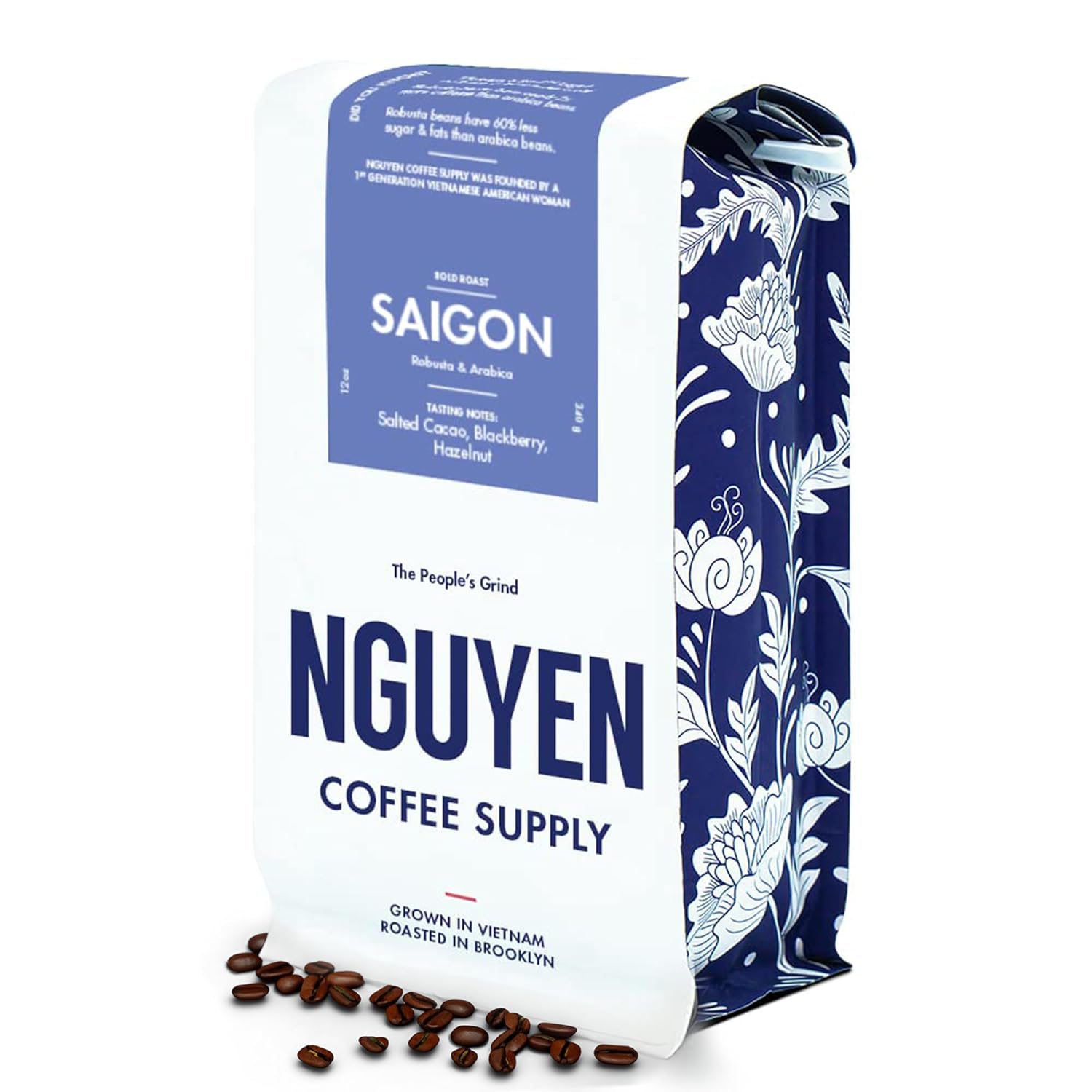 Nguyen Coffee Supply - Saigon Robusta and Arabica Blend: Dark Roast Whole Coffee Beans, Vietnamese Grown and Direct Trade, Organic, Single Origin, Roasted in Brooklyn [12 oz Bag]