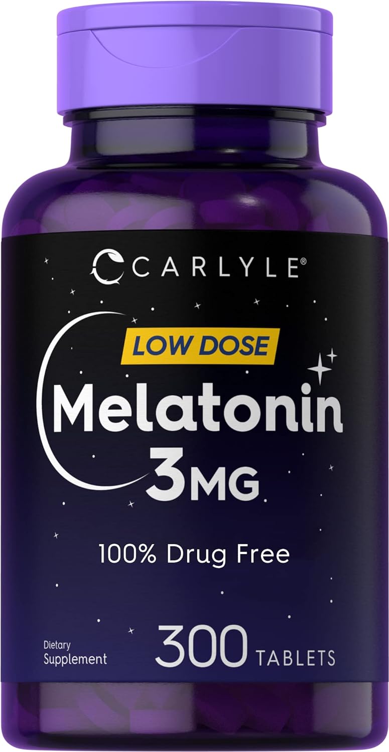 Carlyle Melatonin 3mg | 300 Tablets | Low Dose | Drug Free | Vegetarian, Non-GMO, Gluten Free