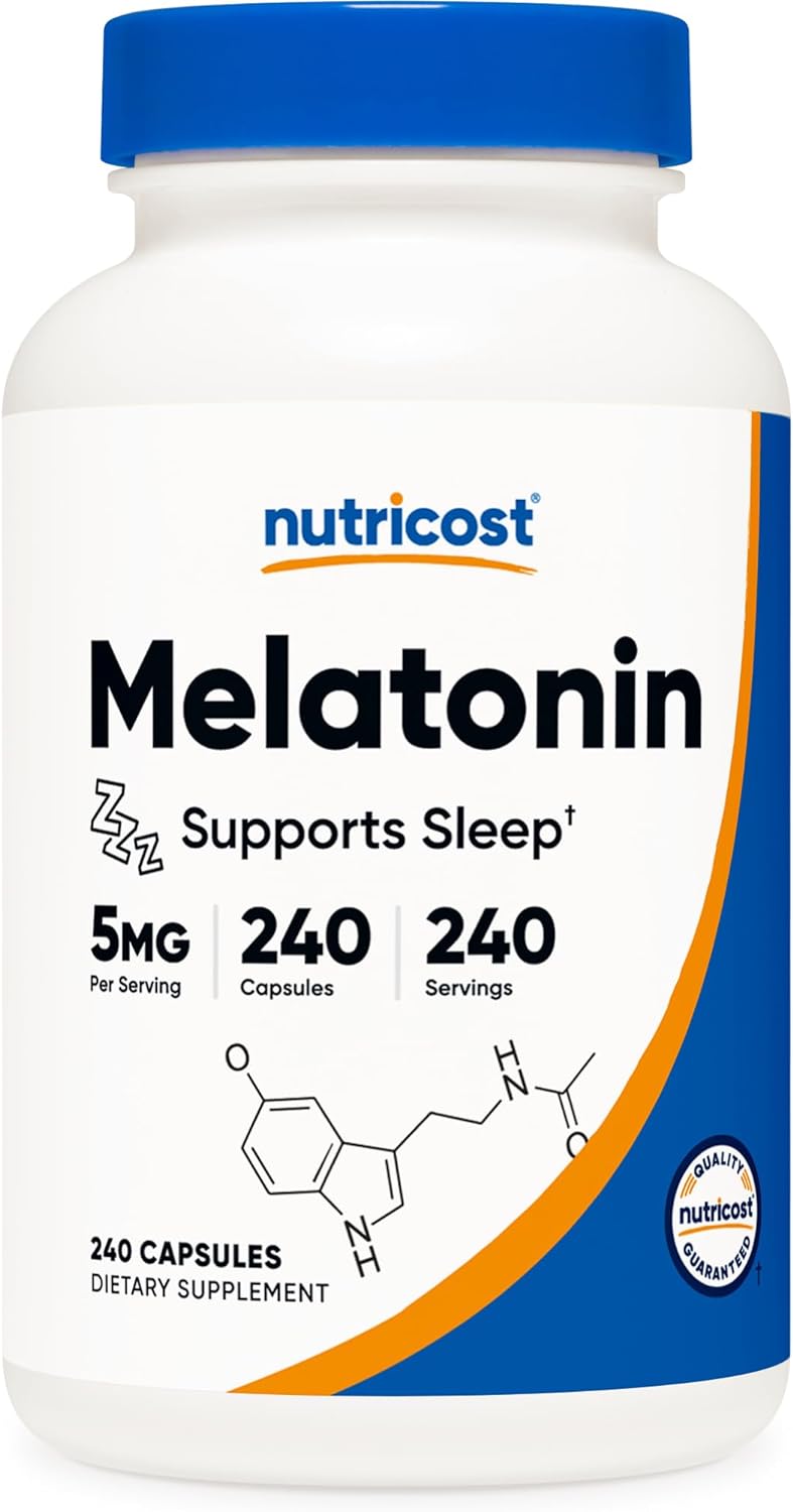 Nutricost Melatonin 5mg, 240 Capsules - 5mg Per Serving, Non-GMO, Gluten Free