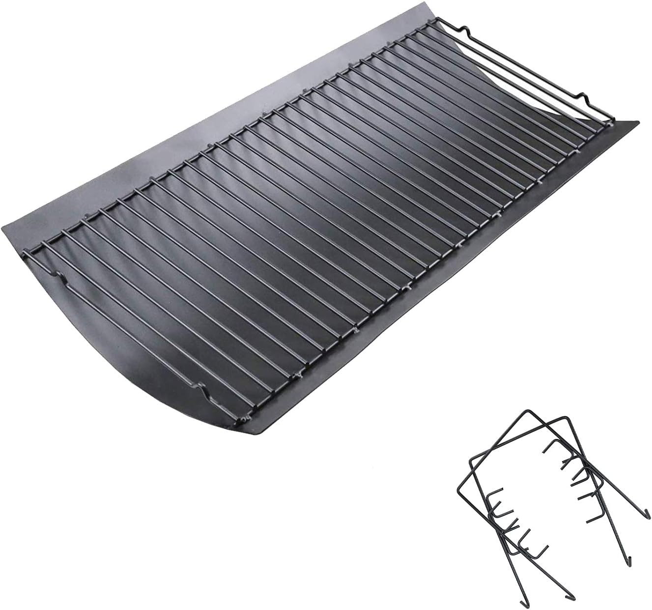 Uniflasy 27 Inches Ash Pan/Drip Pan for Chargriller 1224, 1324, 2121, 2222, 2727, 2828, 2929 Charcoal Grills, Charbroil 17302056 Grill Grates Replacement Part with 2pcs Fire Grate Hanger