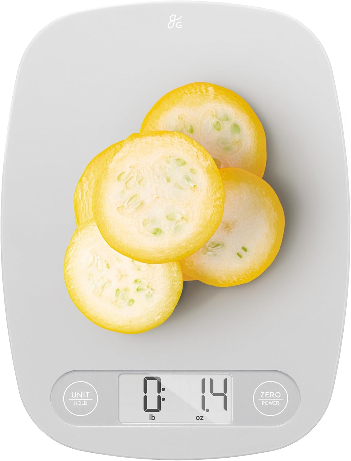 Greater Goods Gray Food Scale - Digital Display Shows Weight in Grams, Ounces, Milliliters, and Pounds | Perfect for Meal Prep, Cooking, and Baking | A Kitchen Necessity Designed in St. Louis