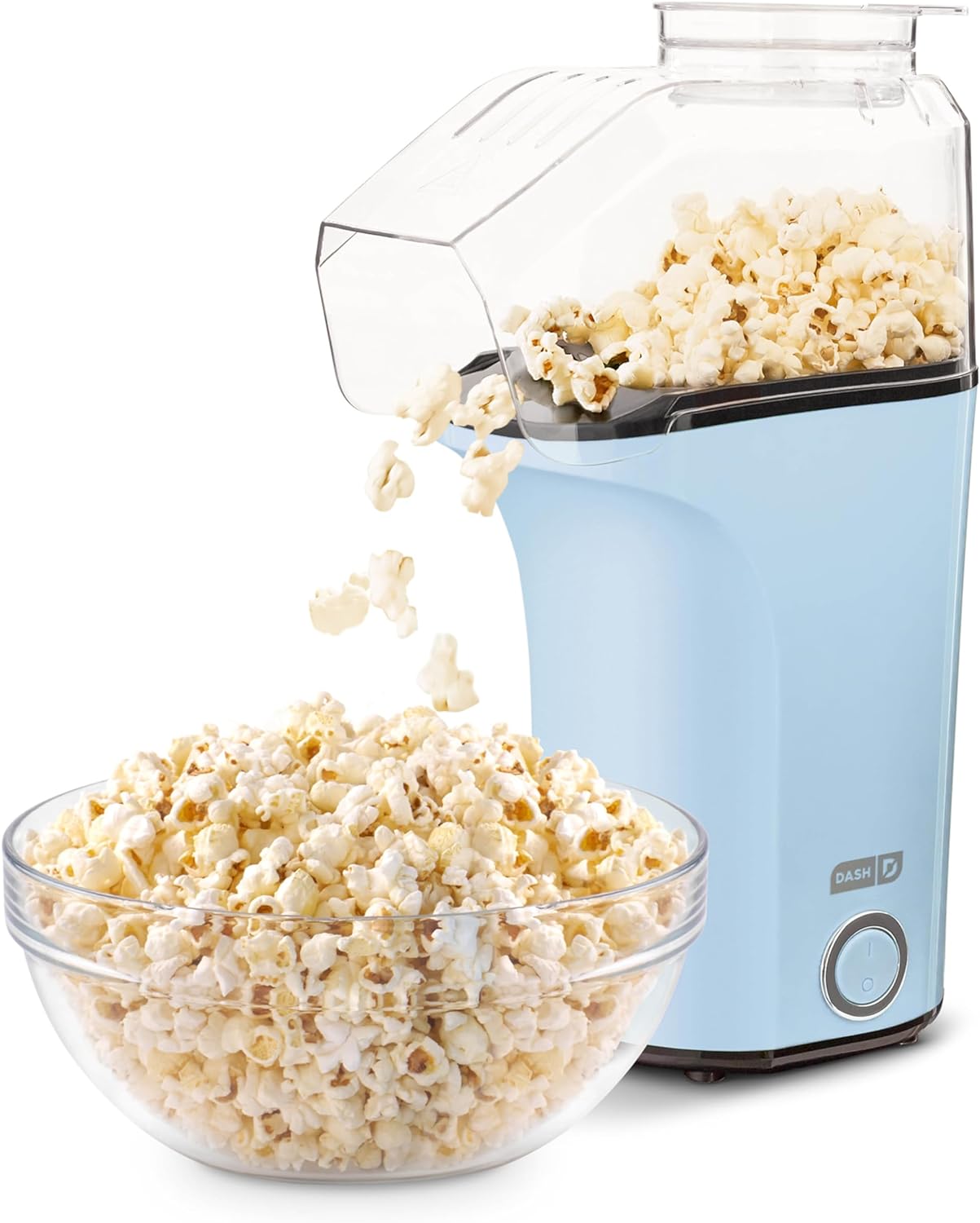 DASH Hot Air Popcorn Popper Maker with Measuring Cup to Portion Popping Corn Kernels   Melt Butter, 16 Cups - Dream Blue