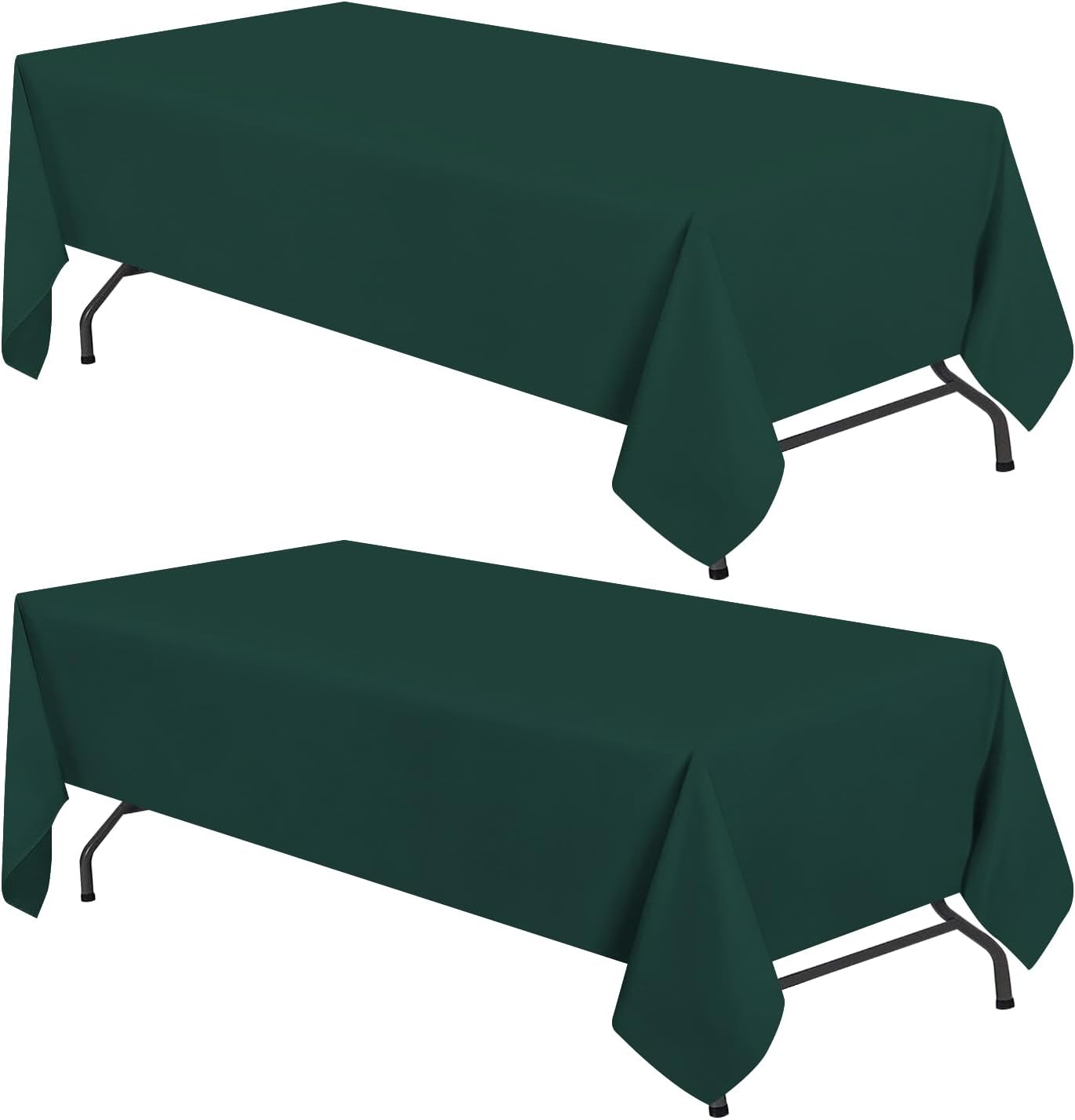 White Classic Green Tablecloths for Rectangle Tables [60x102 Inch] Green Table Clothes for 6 Foot Rectangle Tables, 200 GSM Washable Fabric Stain and Wrinkle Resistant [2 Pack]