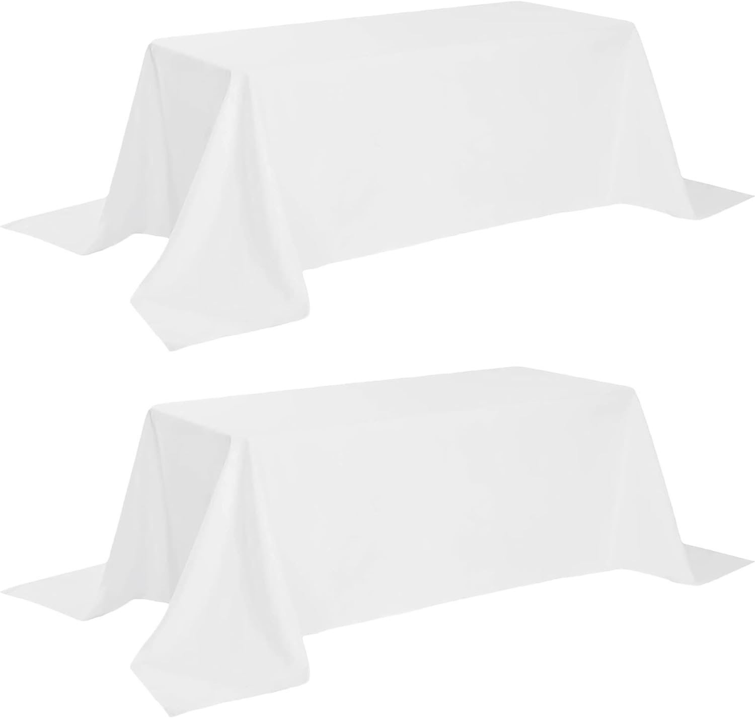 Classic White Tablecloth 90x132 - White Table Clothes for 6 Foot Rectangle Tables, 200 GSM Stain and Wrinkle Resistant Washable Fabric [2 Pack]