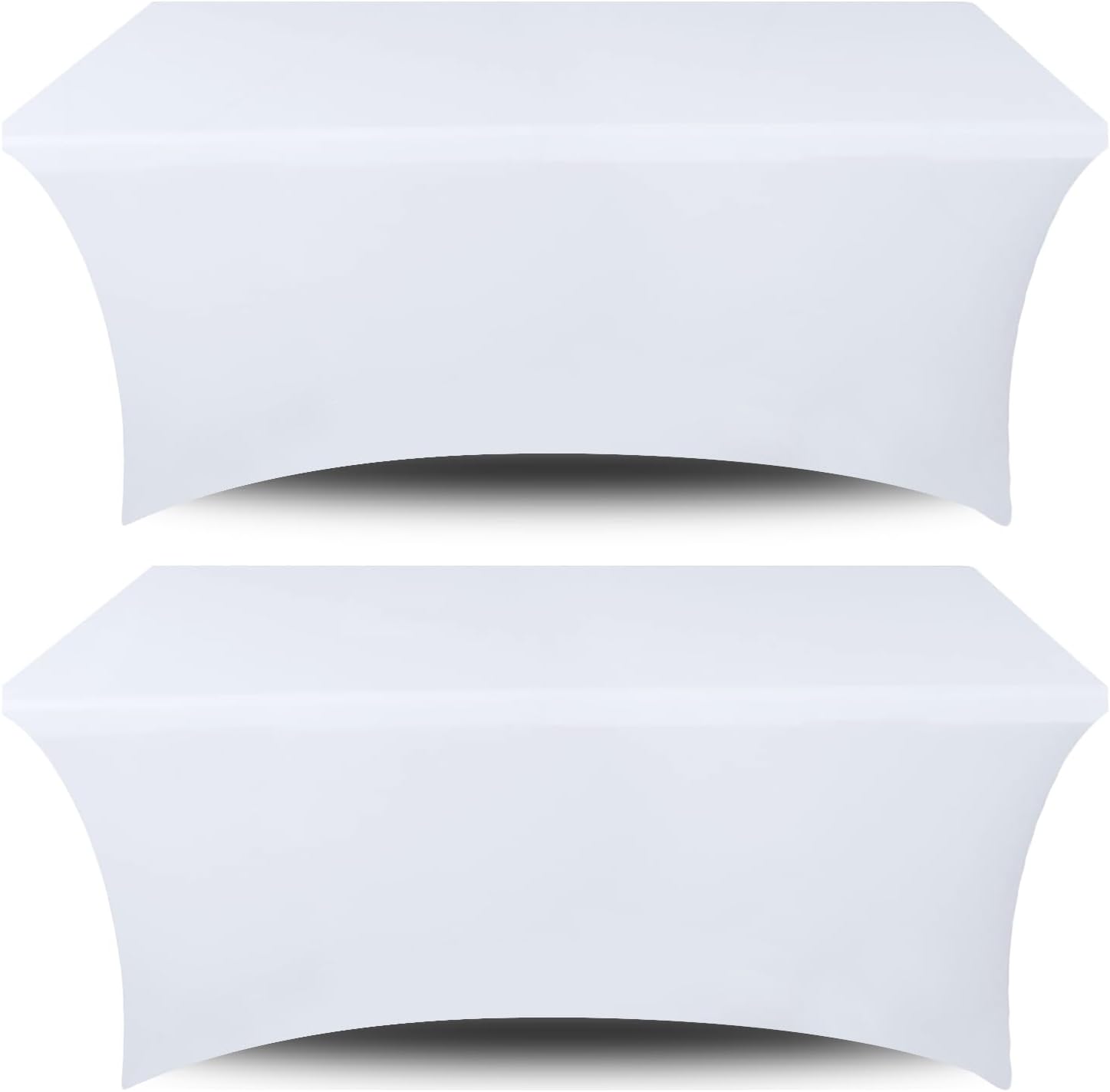 White Classic Wealuxe 6-feet Rectangle Tablecloth - Stretchable Table Cloth Cover, White, 2 Pack