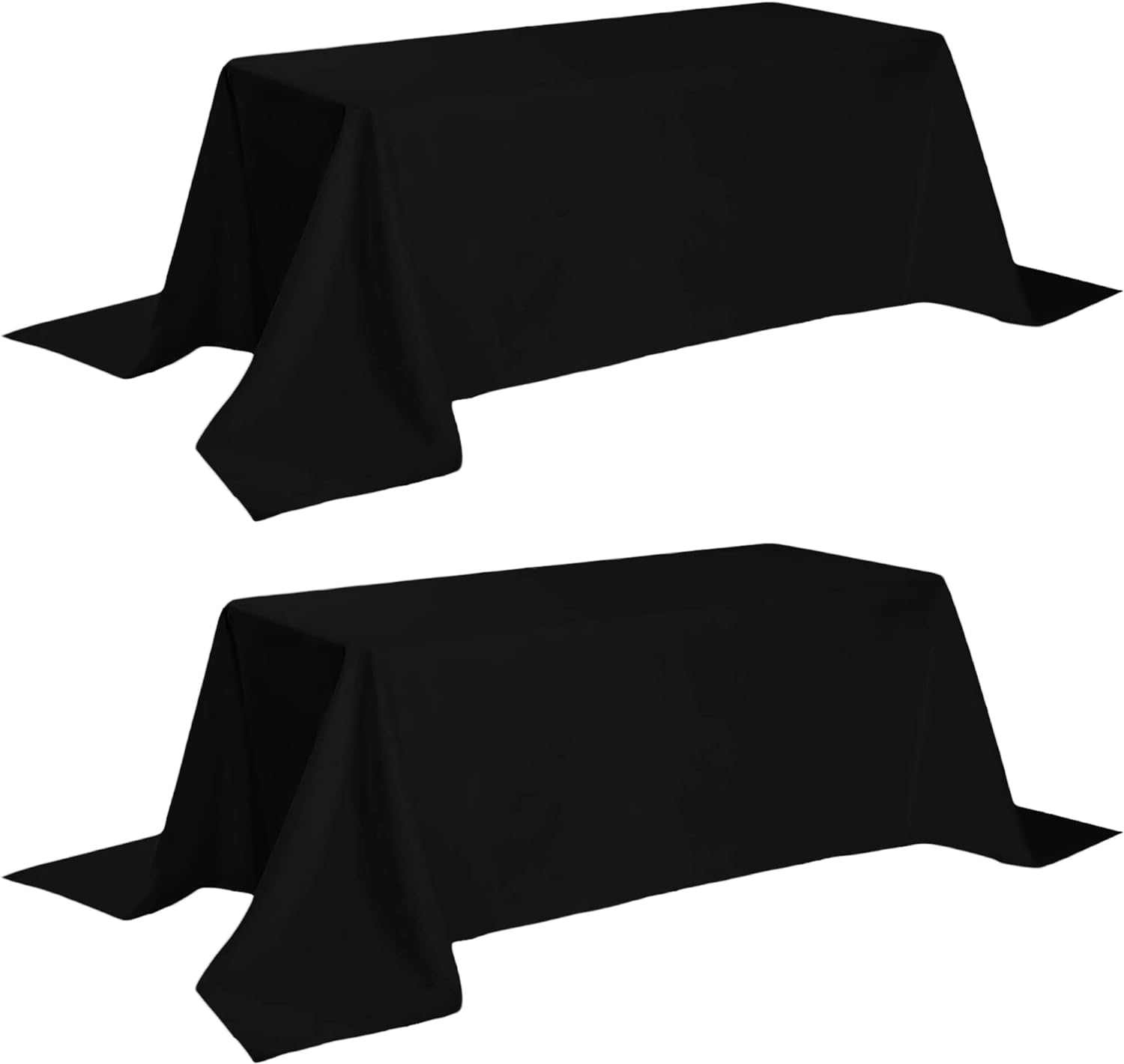 Classic WEALUXE Black Tablecloth 90x132 - Black Table Clothes for 6 Foot Rectangle Tables, 200 GSM Stain and Wrinkle Resistant Washable Fabric [2 Pack]