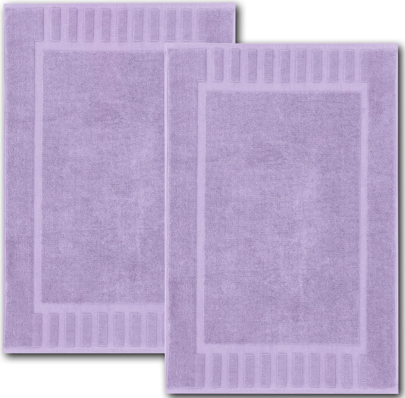 White Classic Luxury Bath Mat Floor Towel Set - Absorbent Cotton Hotel Spa Shower/Bathtub Mats [Not a Bathroom Rug] 22x34 | 2 Pack | Lavender