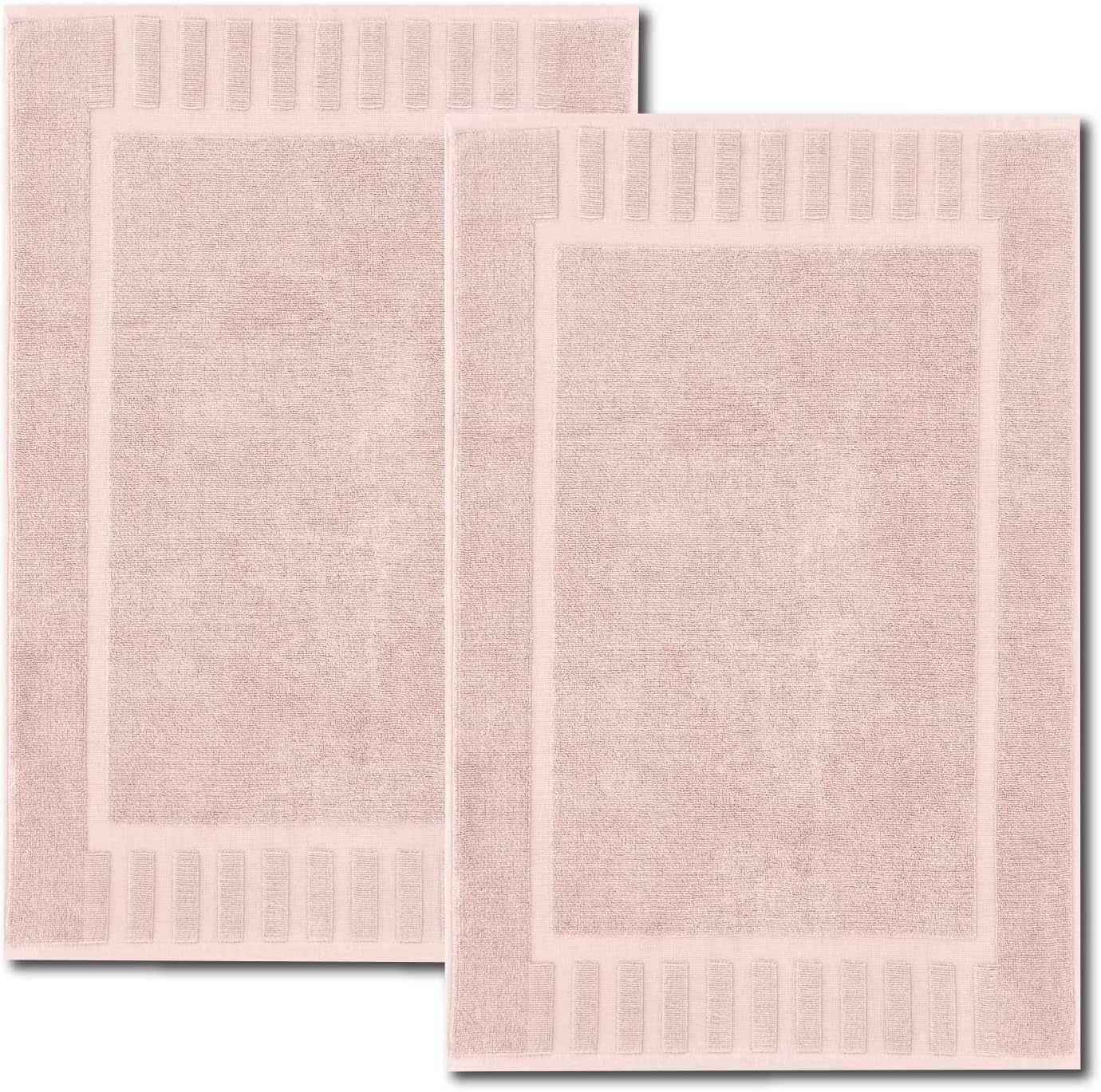 White Classic Luxury Bath Mat Floor Towel Set - Absorbent Cotton Hotel Spa Shower/Bathtub Mats [Not a Bathroom Rug] 22x34 | 2 Pack | Pink