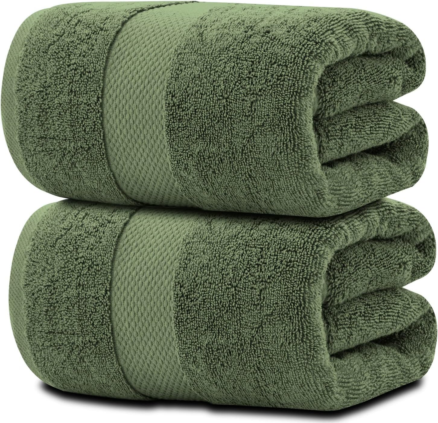 White Classic Luxury Soft Bath Sheet Towels - 650 GSM Cotton Luxury Bath Towels Extra Large 35x70 | Highly Absorbent and Quick Dry | Hotel Quality Extra Large Bath Towels Oversized, Dark Green, 2 Pack