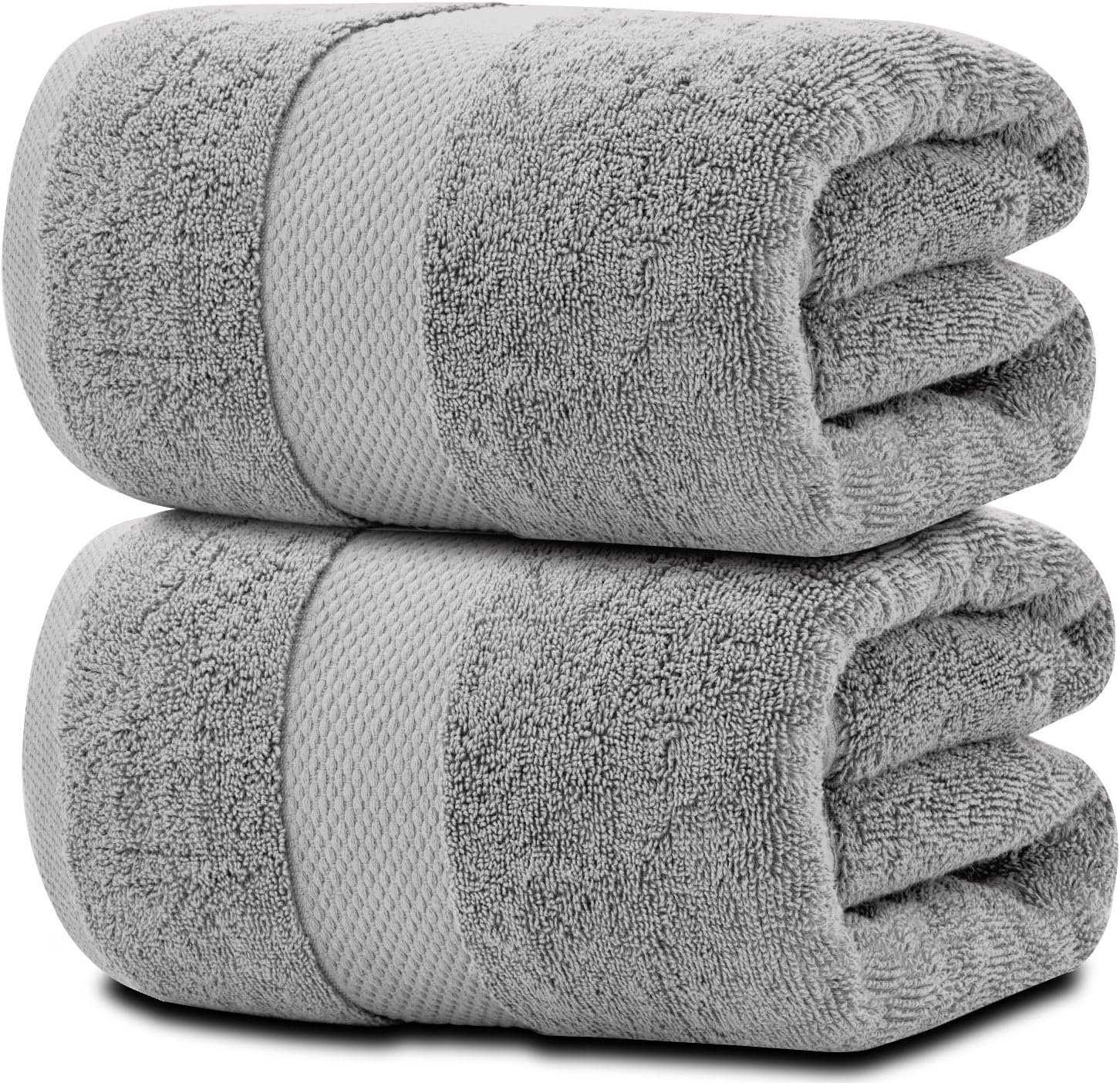 White Classic Luxury Soft Bath Sheet Towels - 650 GSM Cotton Luxury Bath Towels Extra Large 35x70 | Highly Absorbent and Quick Dry | Hotel Quality Extra Large Bath Towels Oversized, Light Grey, 2 Pack