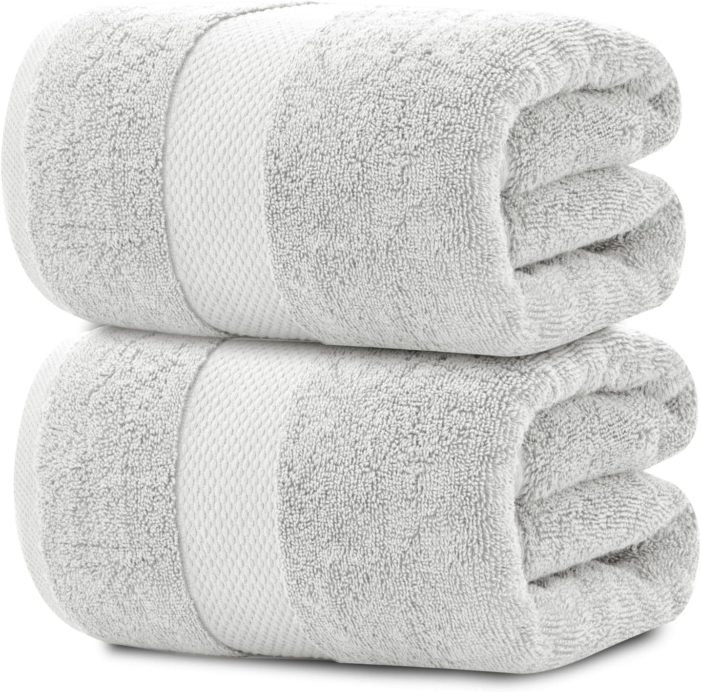 White Classic Luxury Soft Bath Sheet Towels - 650 GSM Cotton Luxury Bath Towels Extra Large 35x70 | Highly Absorbent and Quick Dry | Hotel Collection Extra Large Bath Towels Oversized, Silver, 2 Pack