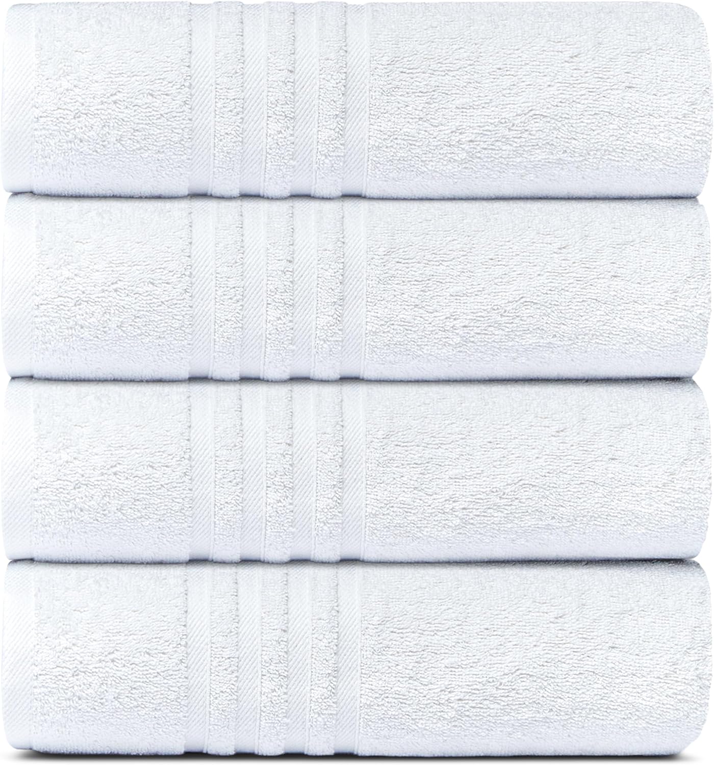 Wealuxe White Bath Towels 27x52 Inch, Cotton Towel Set for Bathroom, Hotel, Gym, Spa, Soft Extra Absorbent Quick Dry 4 Pack