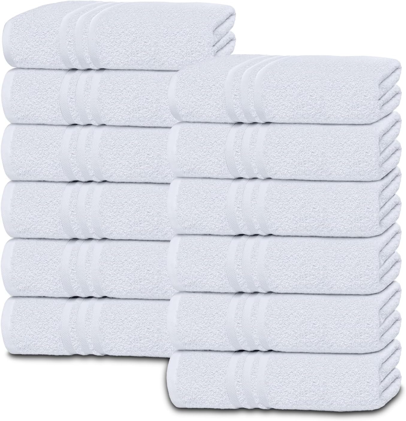 Wealuxe White Hand Towels for Bathroom [12 Pack] Cotton Hand Towel Bulk for Gym, Kitchen and Spa, 16x27 Inches Soft Highly Absorbent Quick Dry Terry Salon Towels