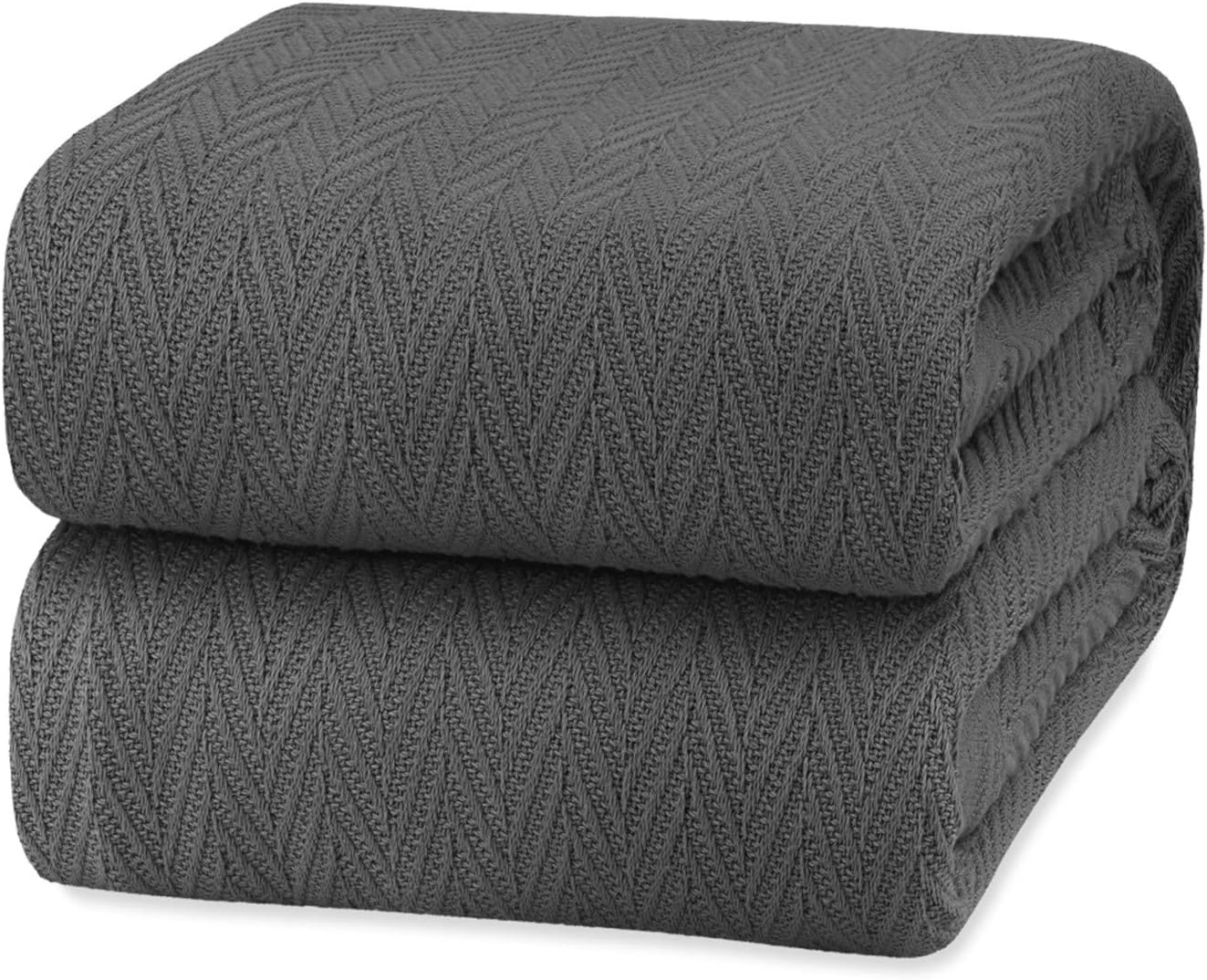 White Classic King Size Blankets for Bed, 100% Cotton Blanket Soft and Breathable, 410Gsm Waffle Lightweight Summer Blanket 108x90 Inches Dark Grey