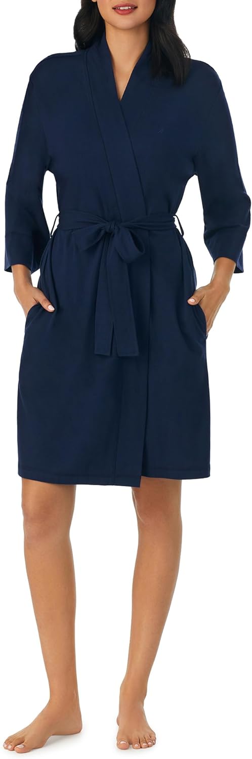 Nautica Women' Sleepwear Cotton Jersey Knit Robe (Regular and Plus Size)