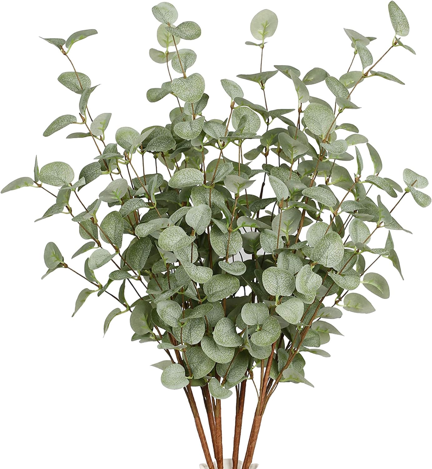 VGIA 6 Pcs Artificial Plants Eucalyptus Stems Eucalyptus Leaf Spray in Green Greenery Stems Silk Plastic Plants Floral for Home Party Wedding Decoration